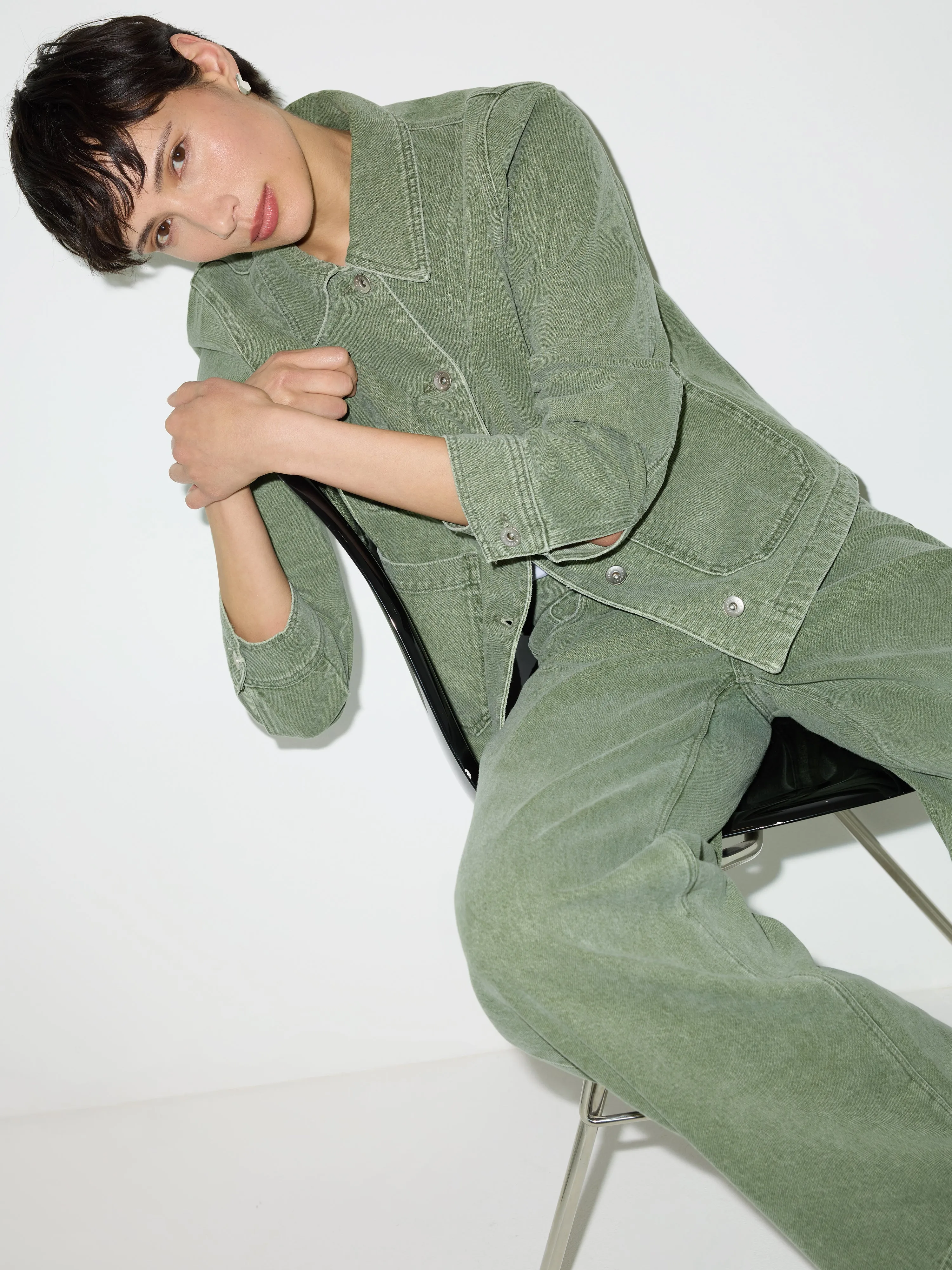 Cooper Denim Cropped Jacket | Washed Green sold by Jigsaw