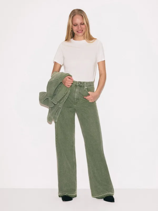 Finn Wide Leg Jean | Washed Green sold by Jigsaw
