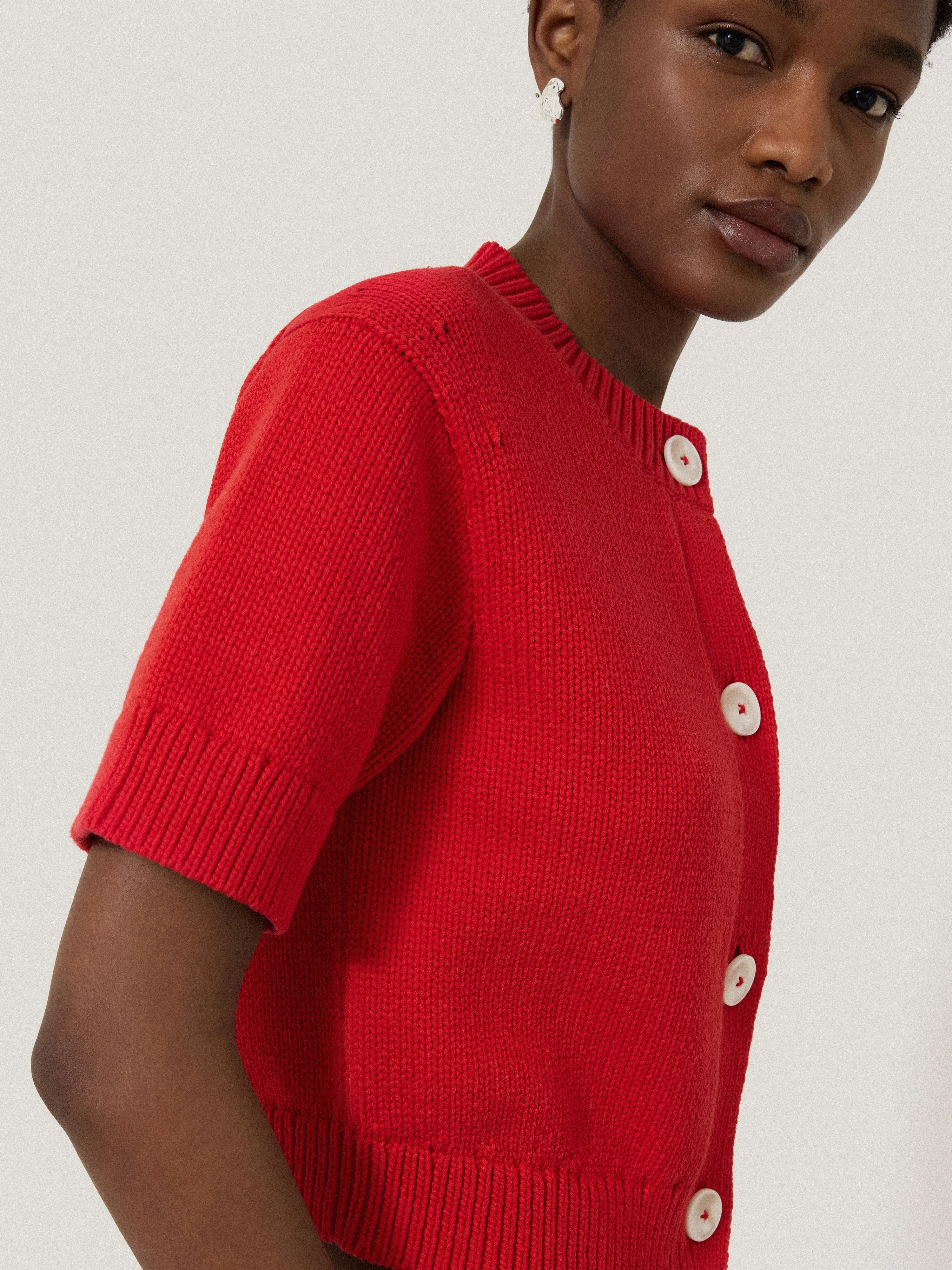 Short Sleeve Cardigan Top | Red sold by Jigsaw product image thumbnail 3