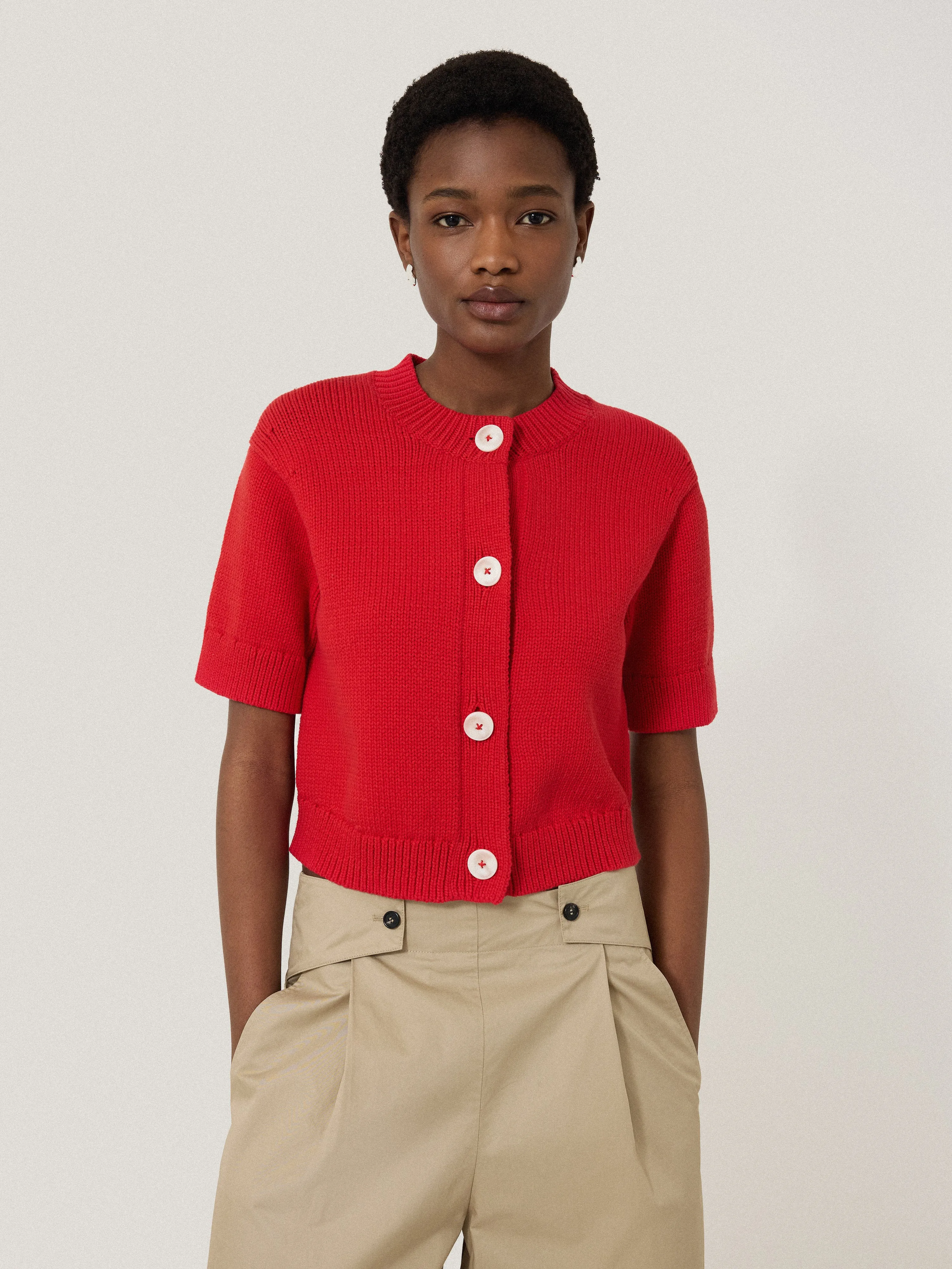 Short Sleeve Cardigan Top | Red sold by Jigsaw product image thumbnail 2
