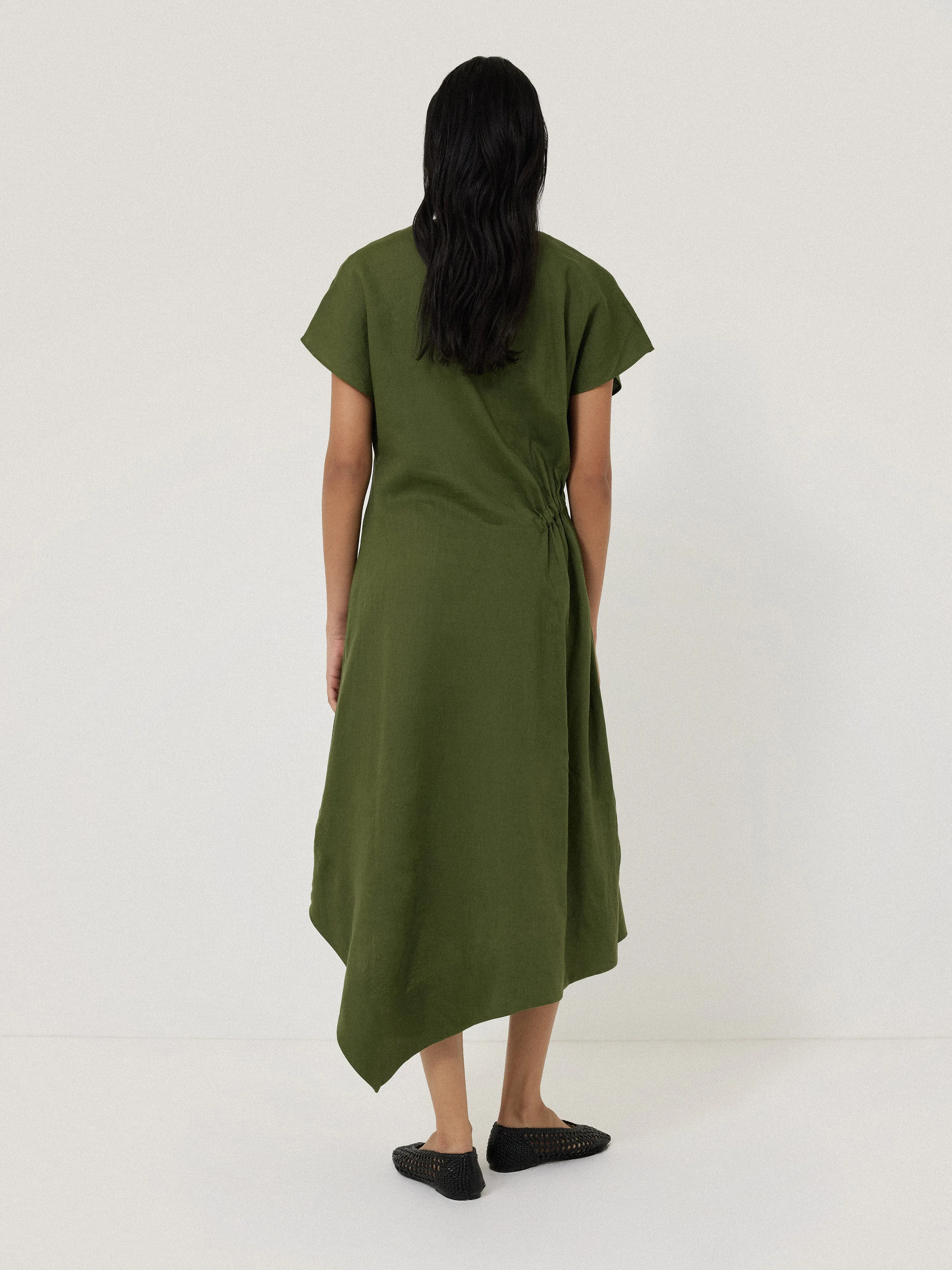 Linen Channel Midi Dress | Green sold by Jigsaw product image thumbnail 4