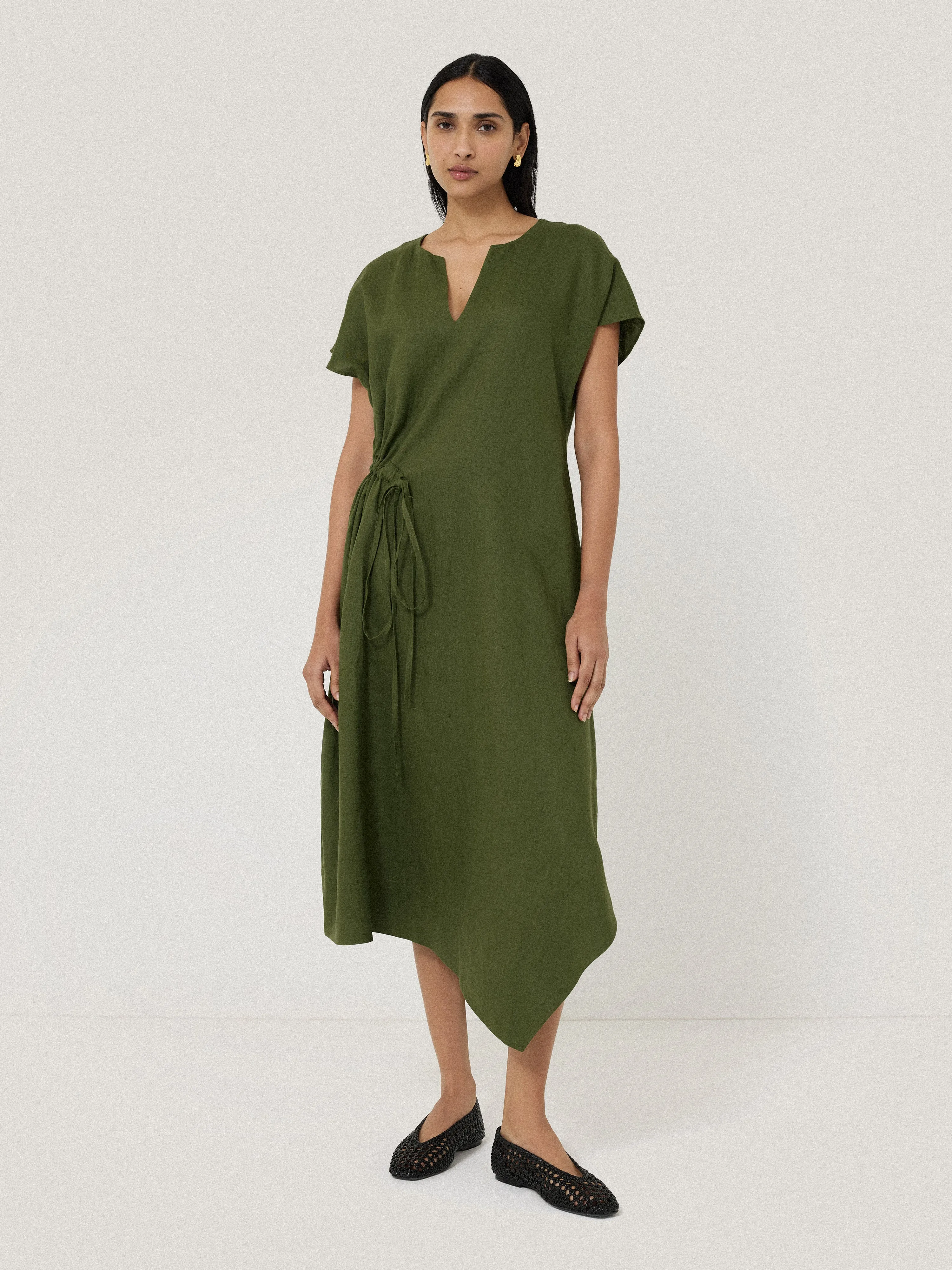 Linen Channel Midi Dress | Green sold by Jigsaw product image thumbnail 3