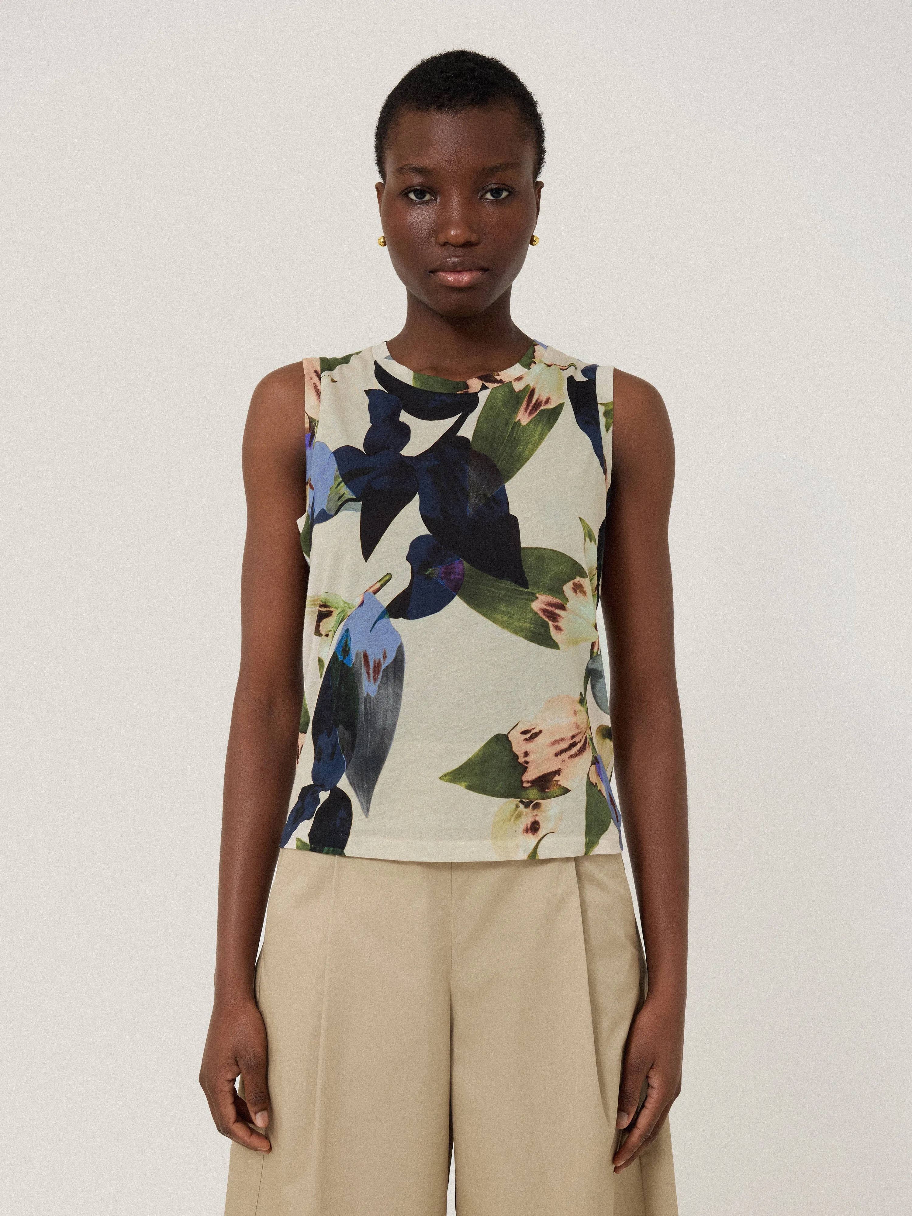 Future Botanic Cotton Tank | Neutral sold by Jigsaw