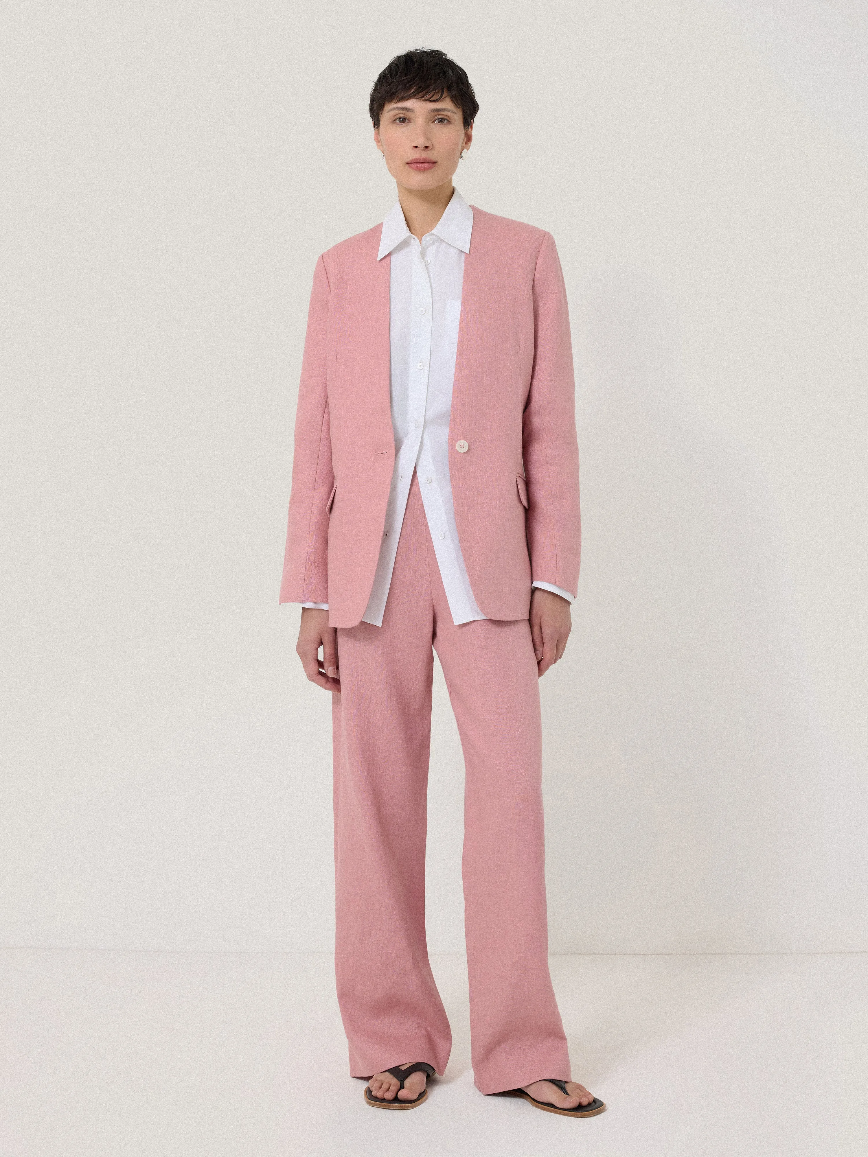 Linen Collarless Blazer | Pink sold by Jigsaw product image thumbnail 2