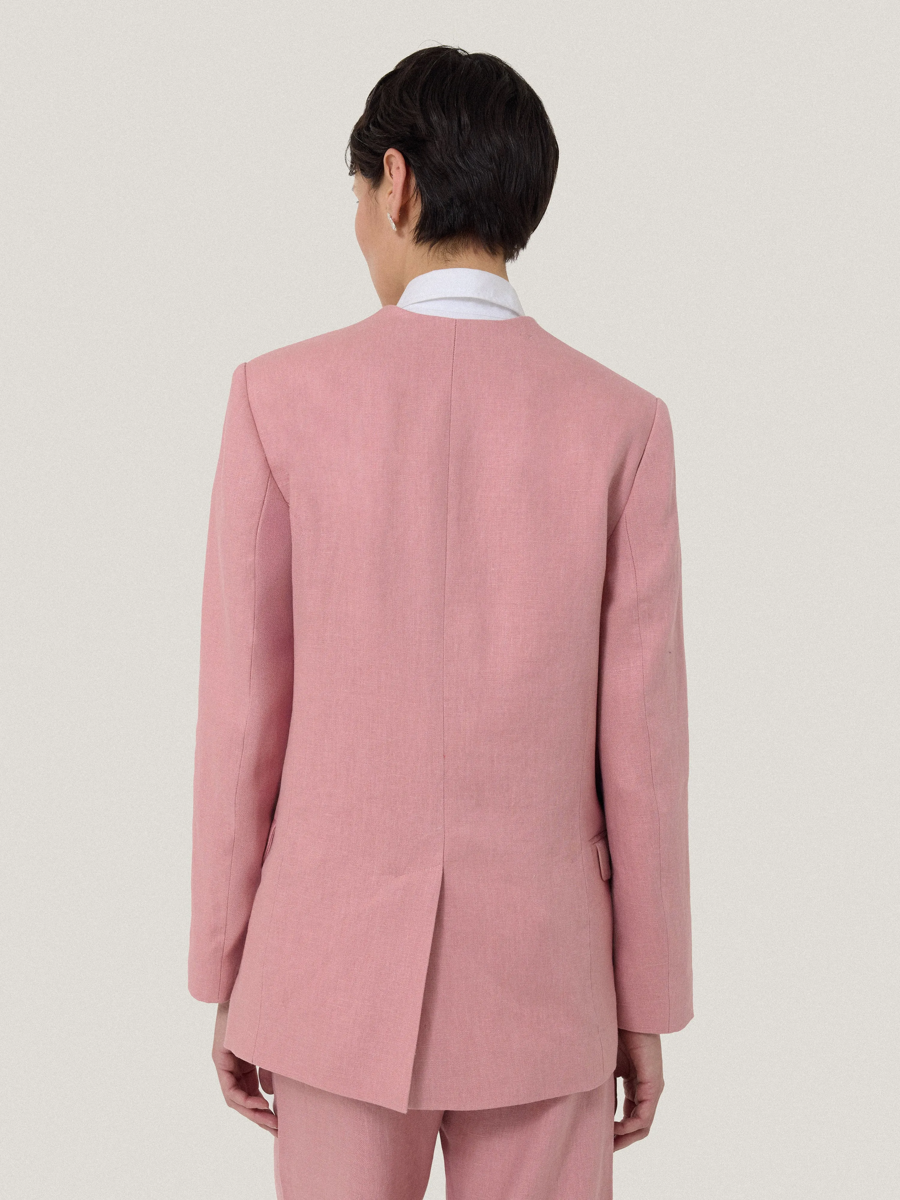 Linen Collarless Blazer | Pink sold by Jigsaw product image thumbnail 5
