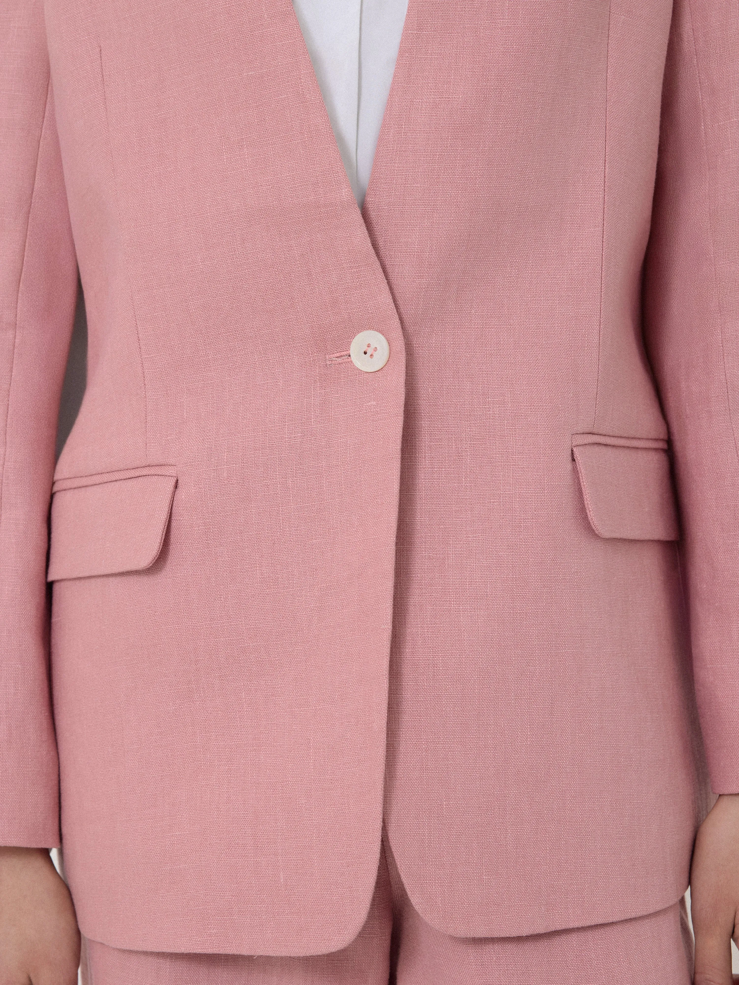 Linen Collarless Blazer | Pink sold by Jigsaw product image thumbnail 4