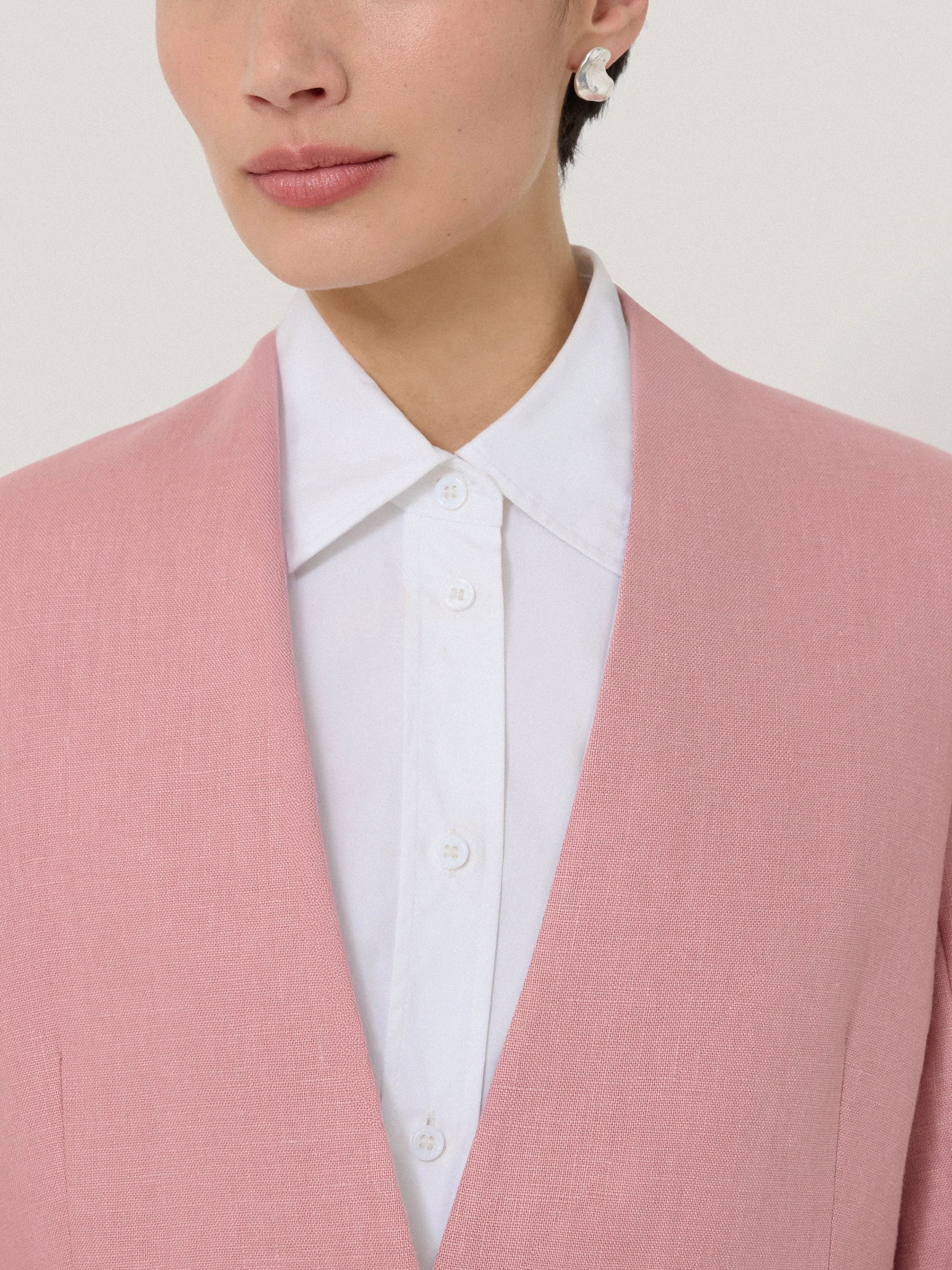Linen Collarless Blazer | Pink sold by Jigsaw product image thumbnail 3