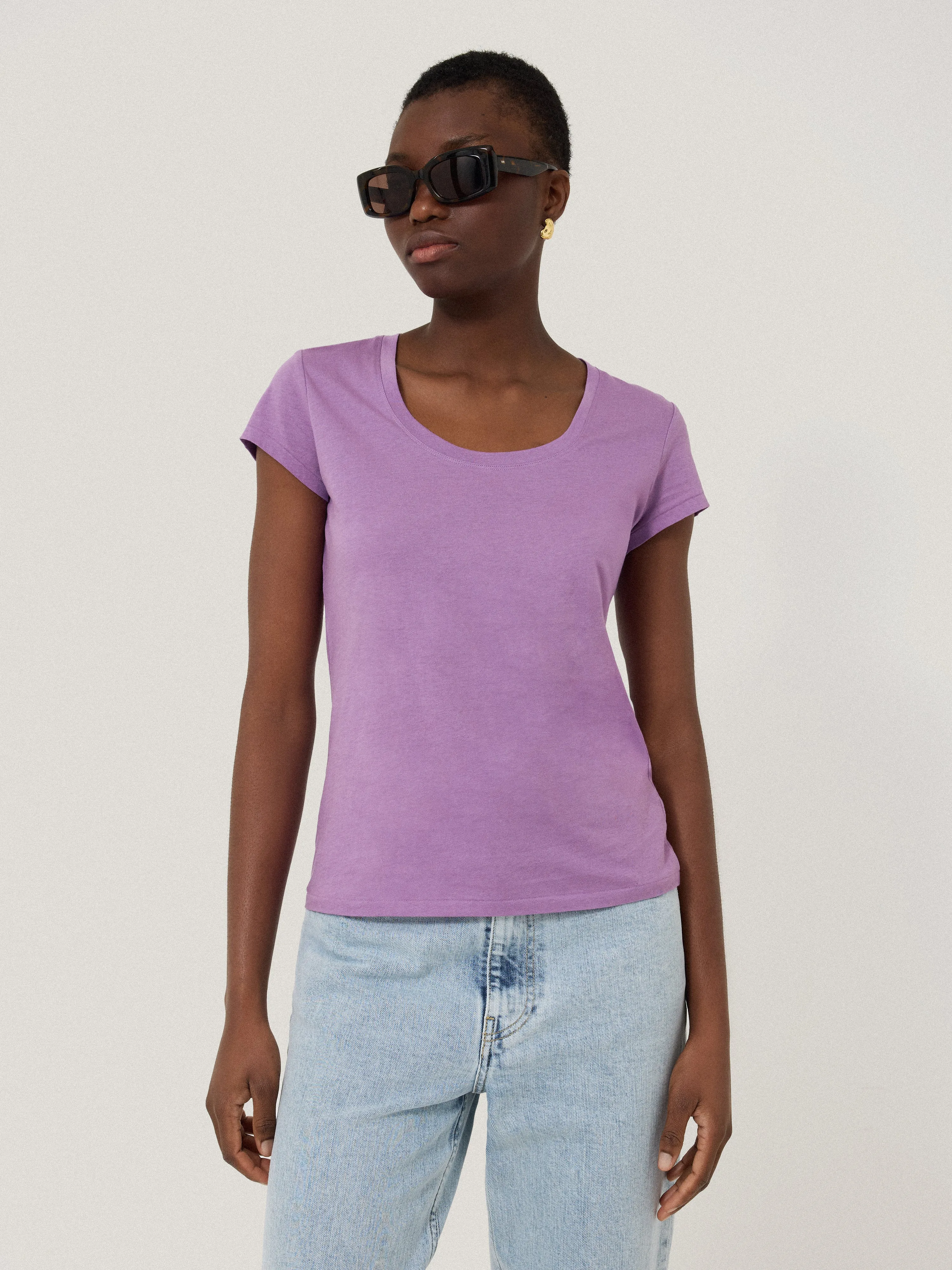 Supima Cotton Scoop Neck Tee | Tiger Orchid sold by Jigsaw