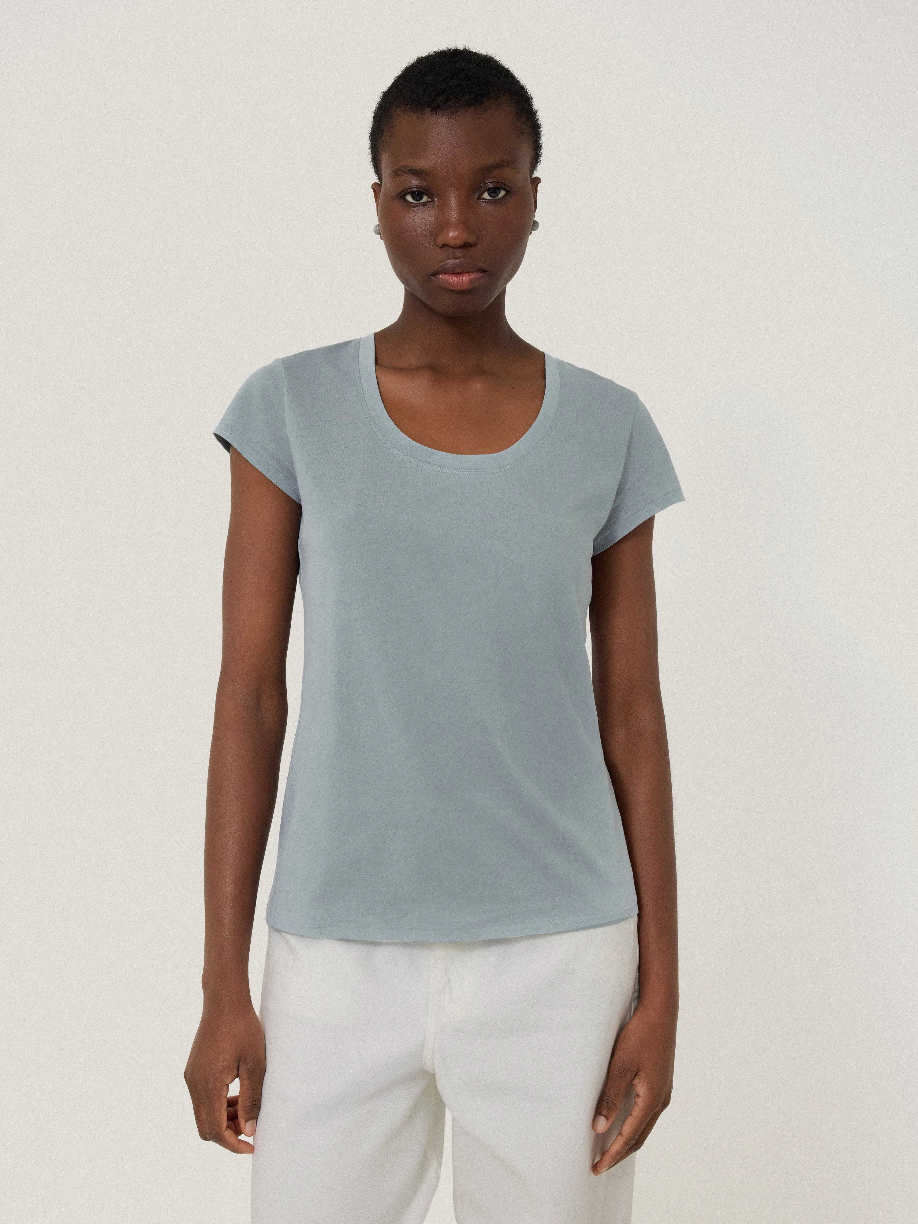 Supima Cotton Scoop Neck Tee | Summer Rain sold by Jigsaw