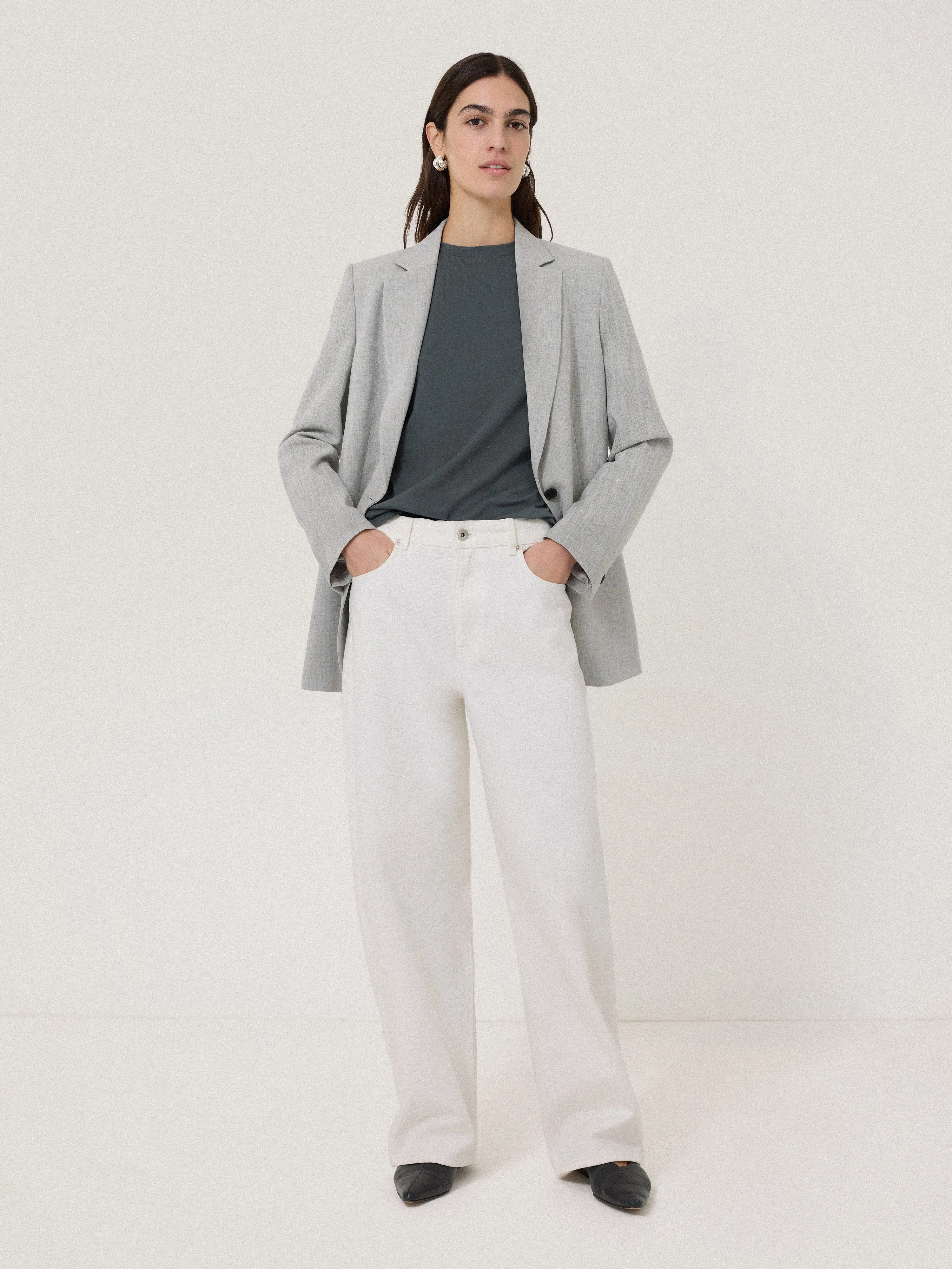 Supima Cotton Crew Neck Tee | Steel Grey sold by Jigsaw product image thumbnail 5