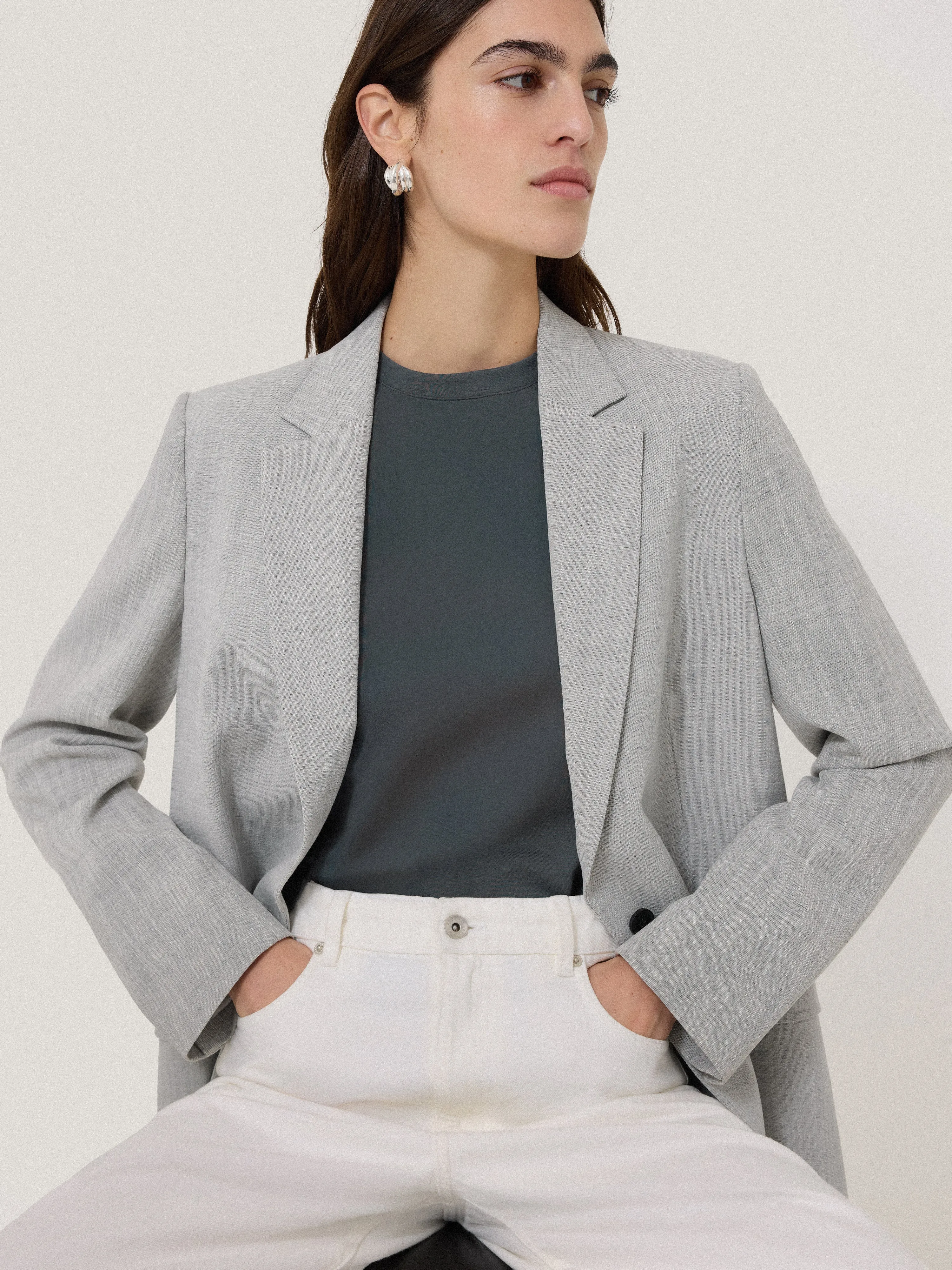 Supima Cotton Crew Neck Tee | Steel Grey sold by Jigsaw product image thumbnail 2