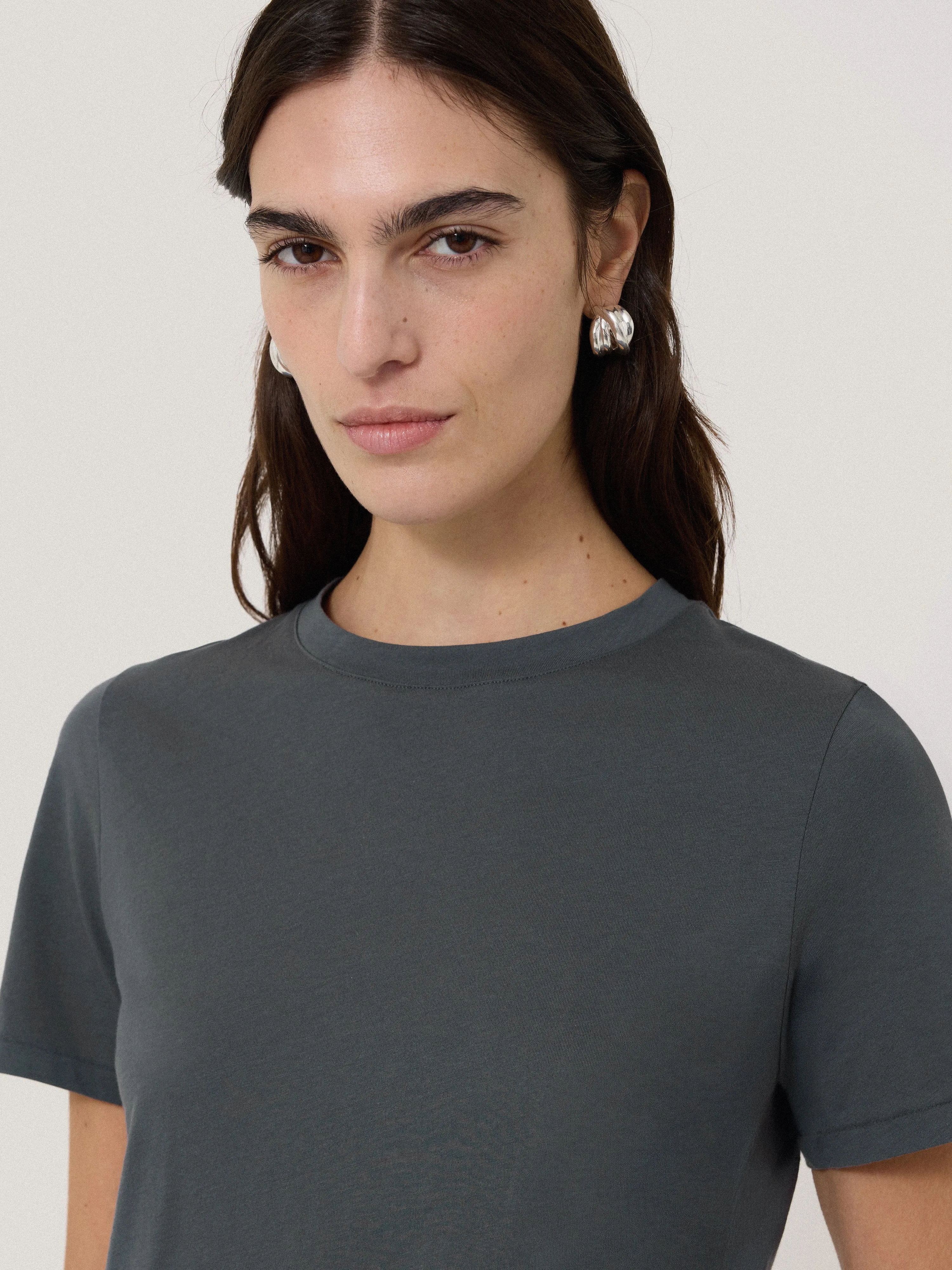 Supima Cotton Crew Neck Tee | Steel Grey sold by Jigsaw product image thumbnail 3