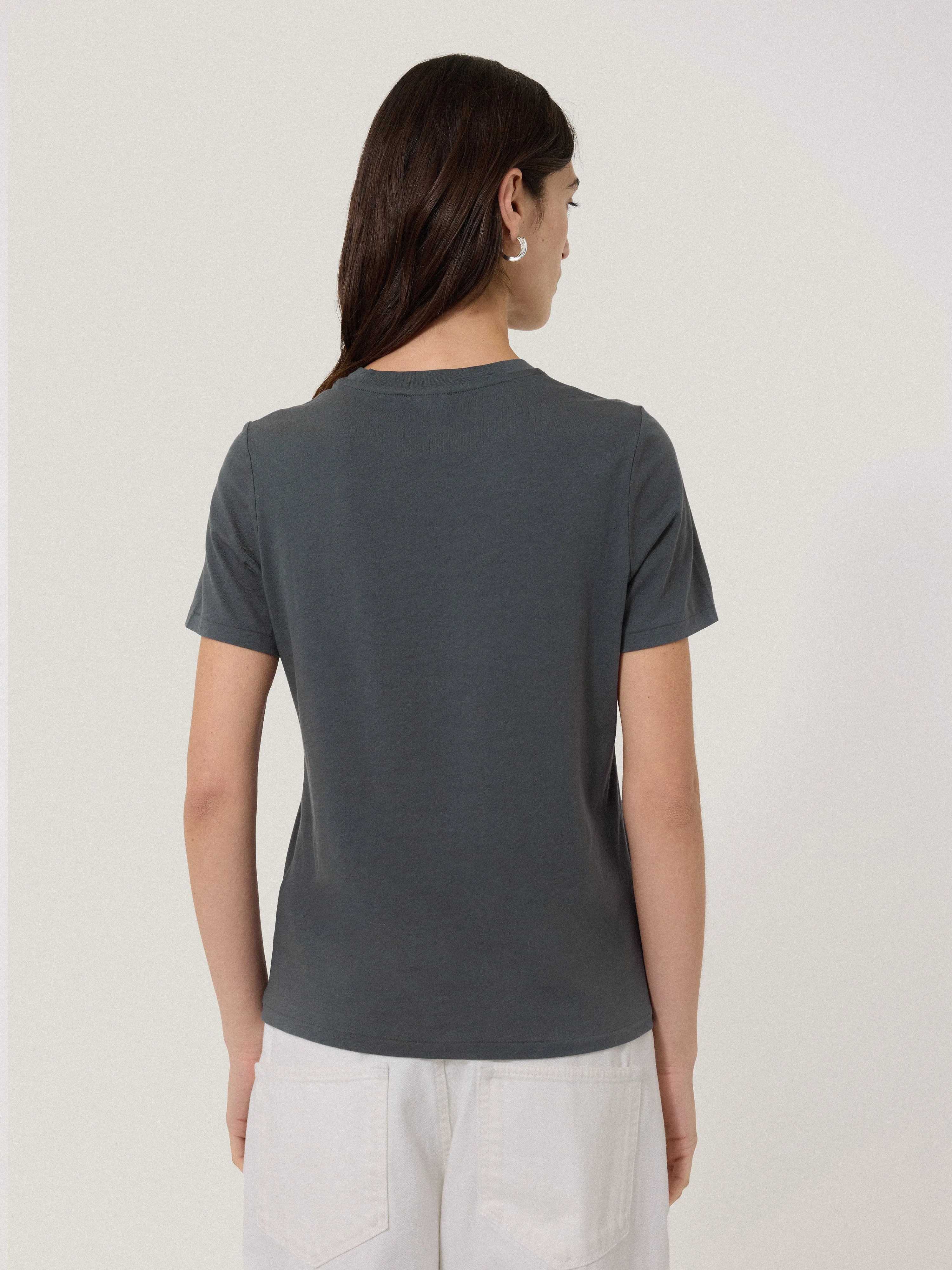 Supima Cotton Crew Neck Tee | Steel Grey sold by Jigsaw product image thumbnail 4
