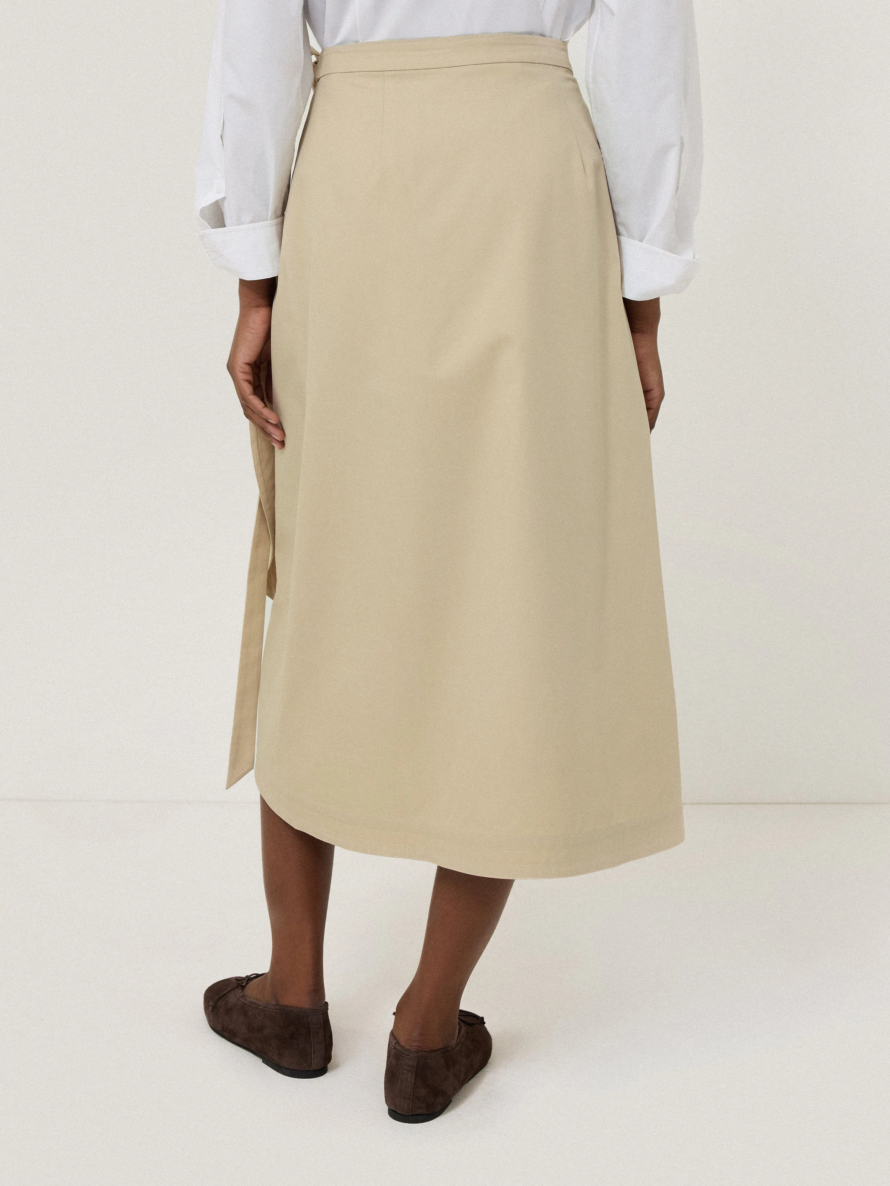 Cotton Mix Wrap Front Skirt | Neutral sold by Jigsaw product image thumbnail 4