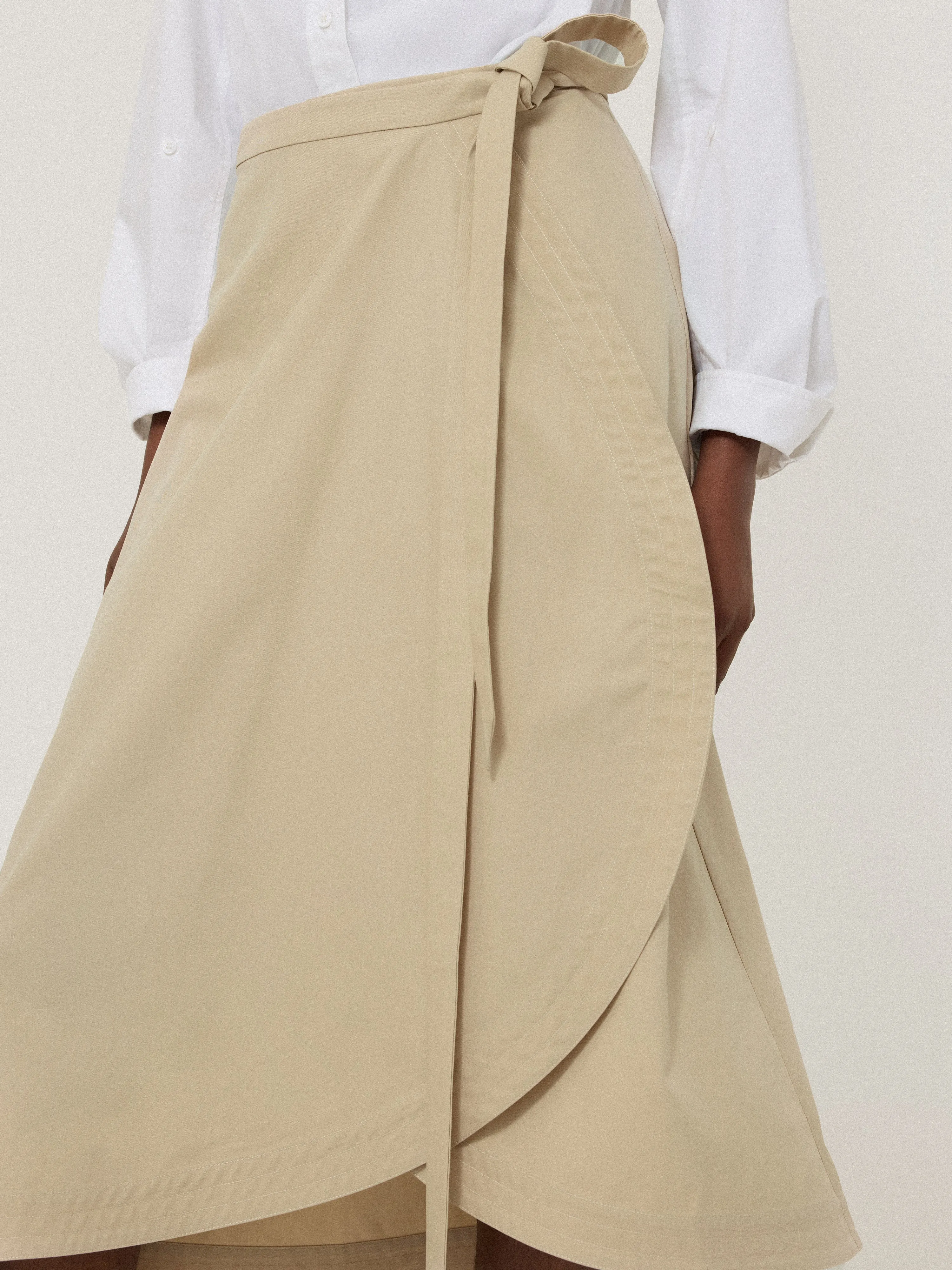 Cotton Mix Wrap Front Skirt | Neutral sold by Jigsaw product image thumbnail 2