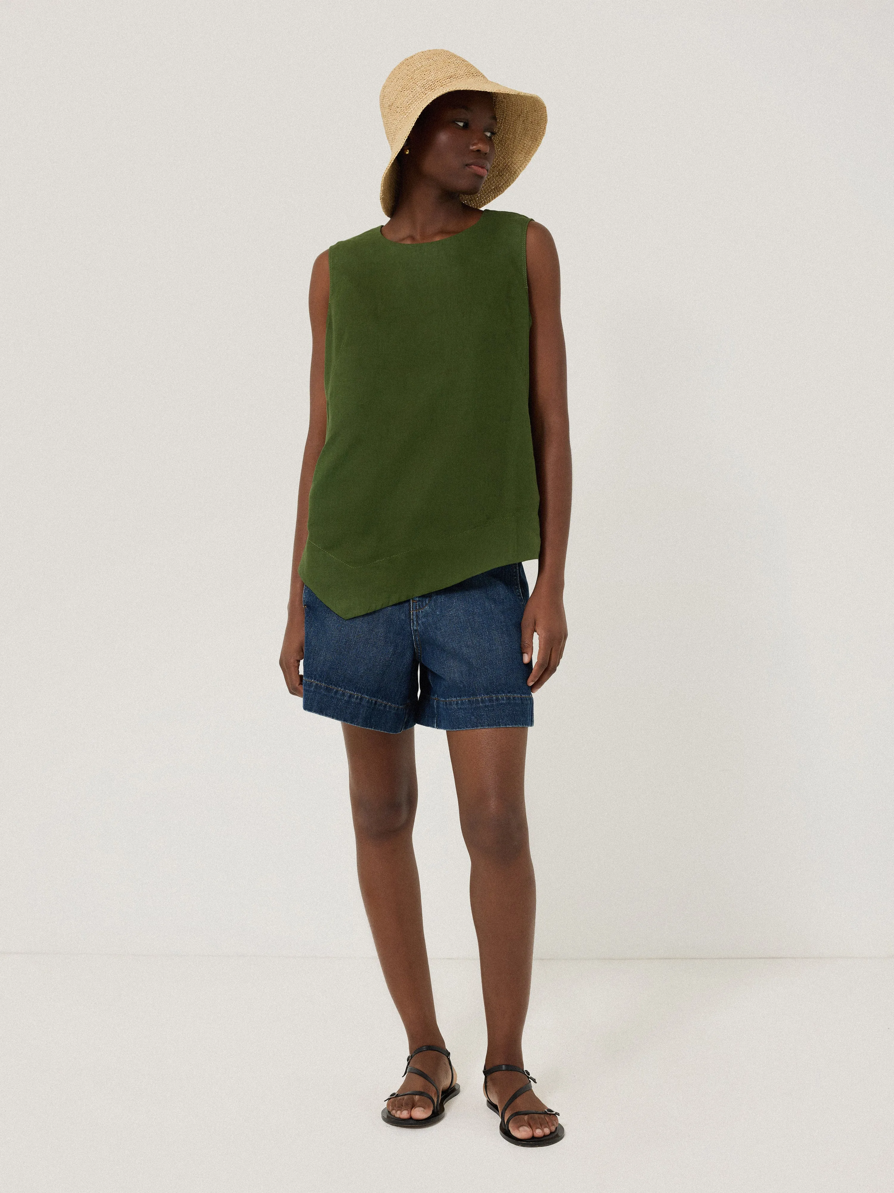 Linen Asymmetric Hem Top | Green sold by Jigsaw product image thumbnail 5