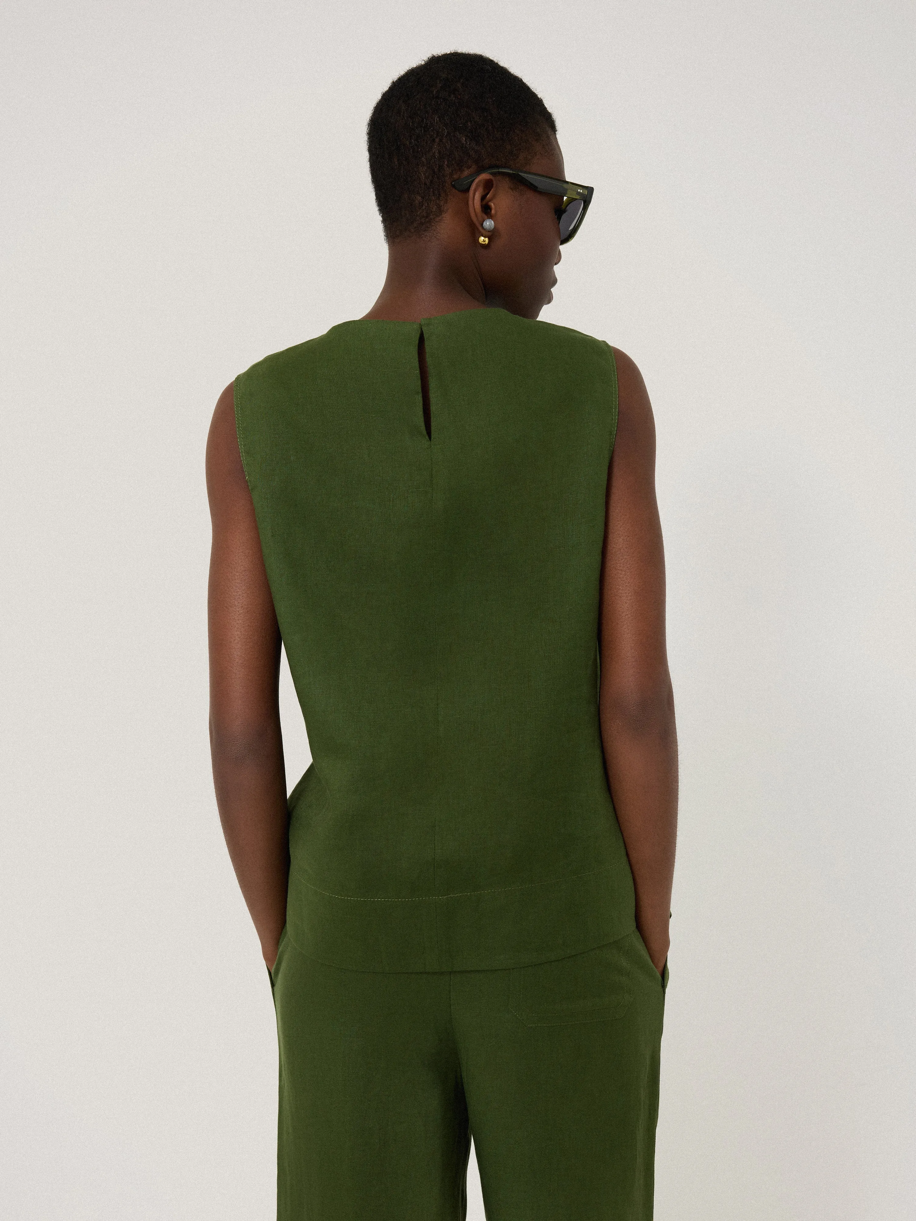 Linen Asymmetric Hem Top | Green sold by Jigsaw product image thumbnail 4