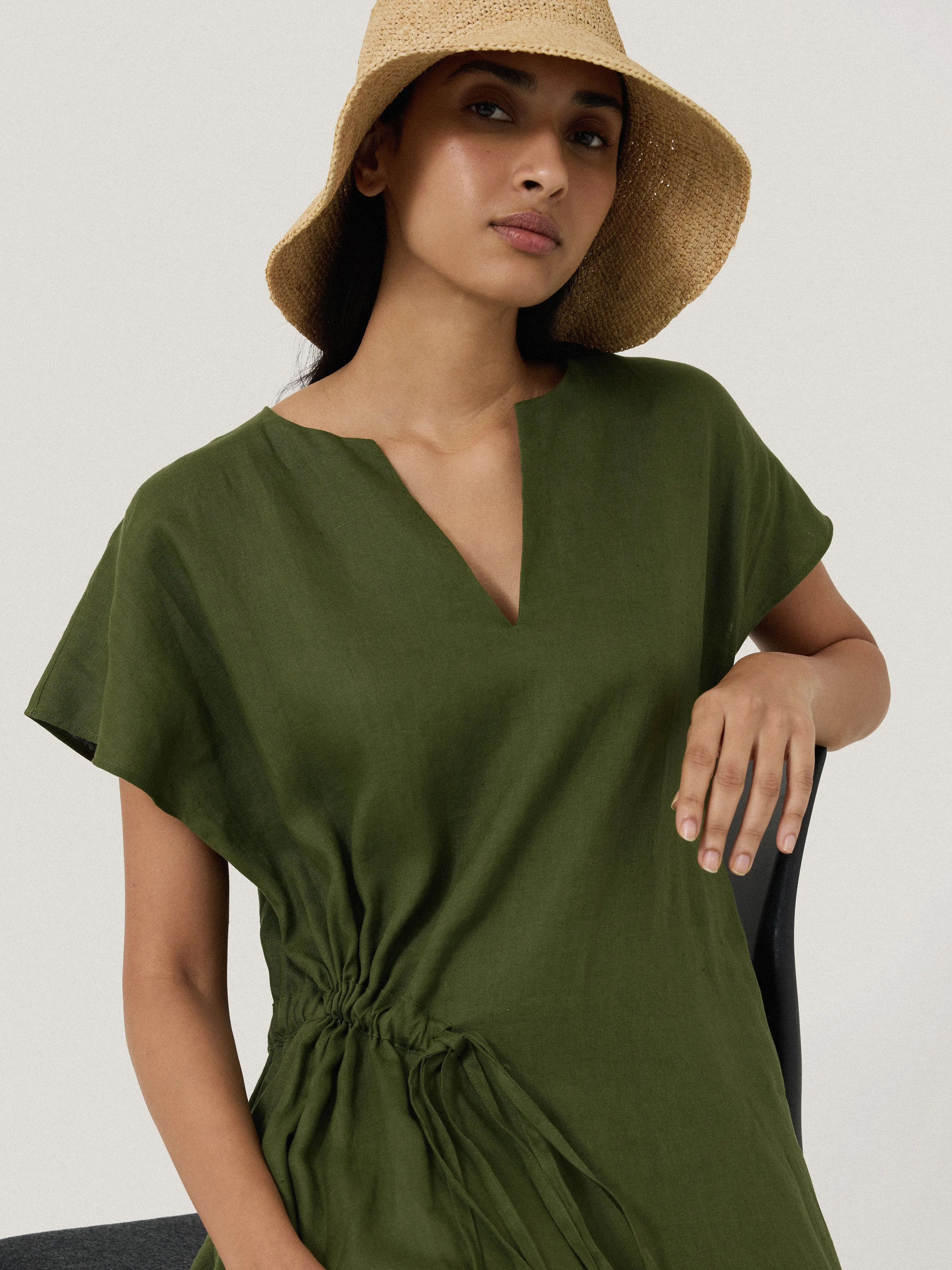 Linen Channel Midi Dress | Green sold by Jigsaw product image thumbnail 5