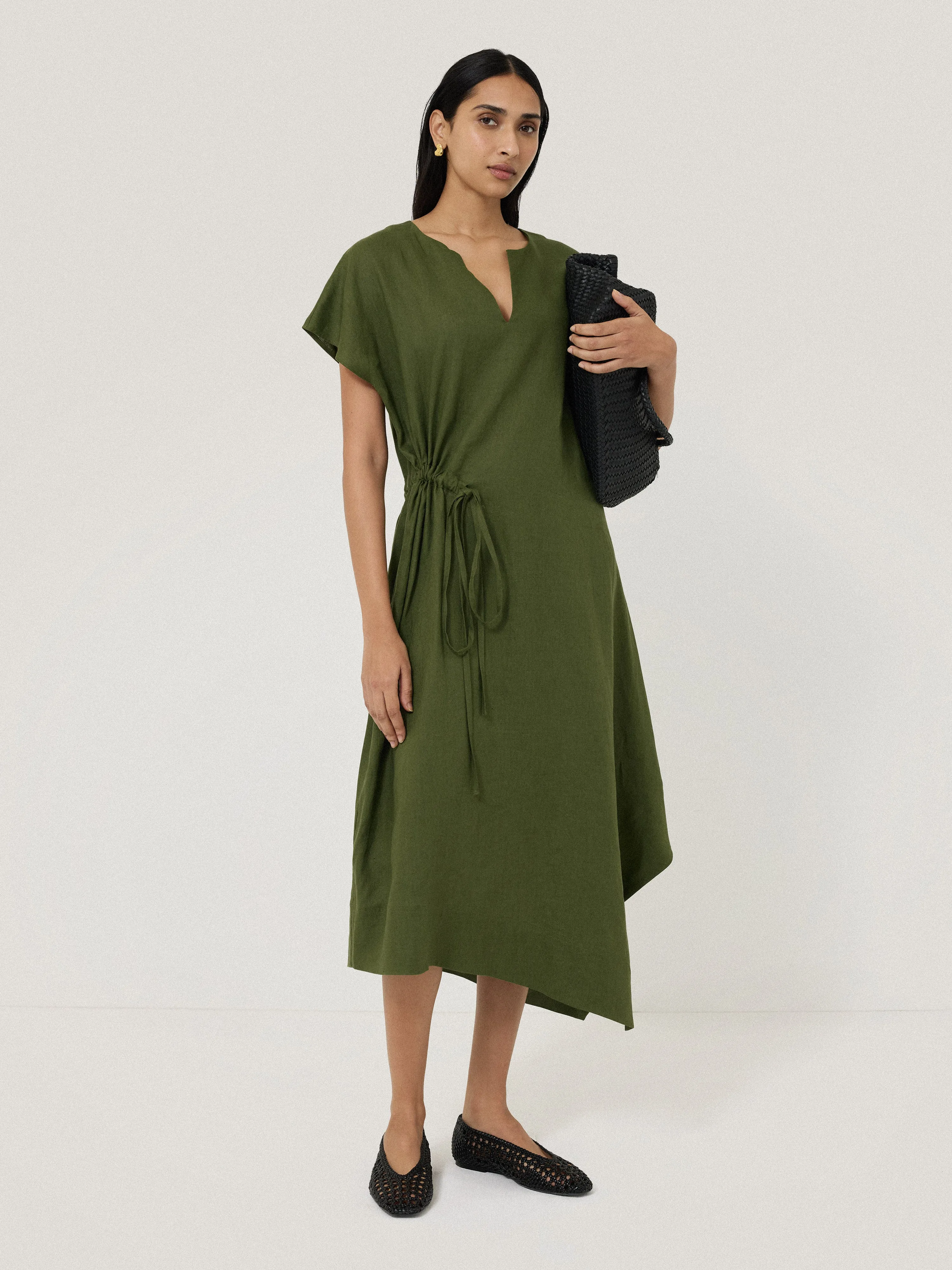 Linen Channel Midi Dress | Green sold by Jigsaw