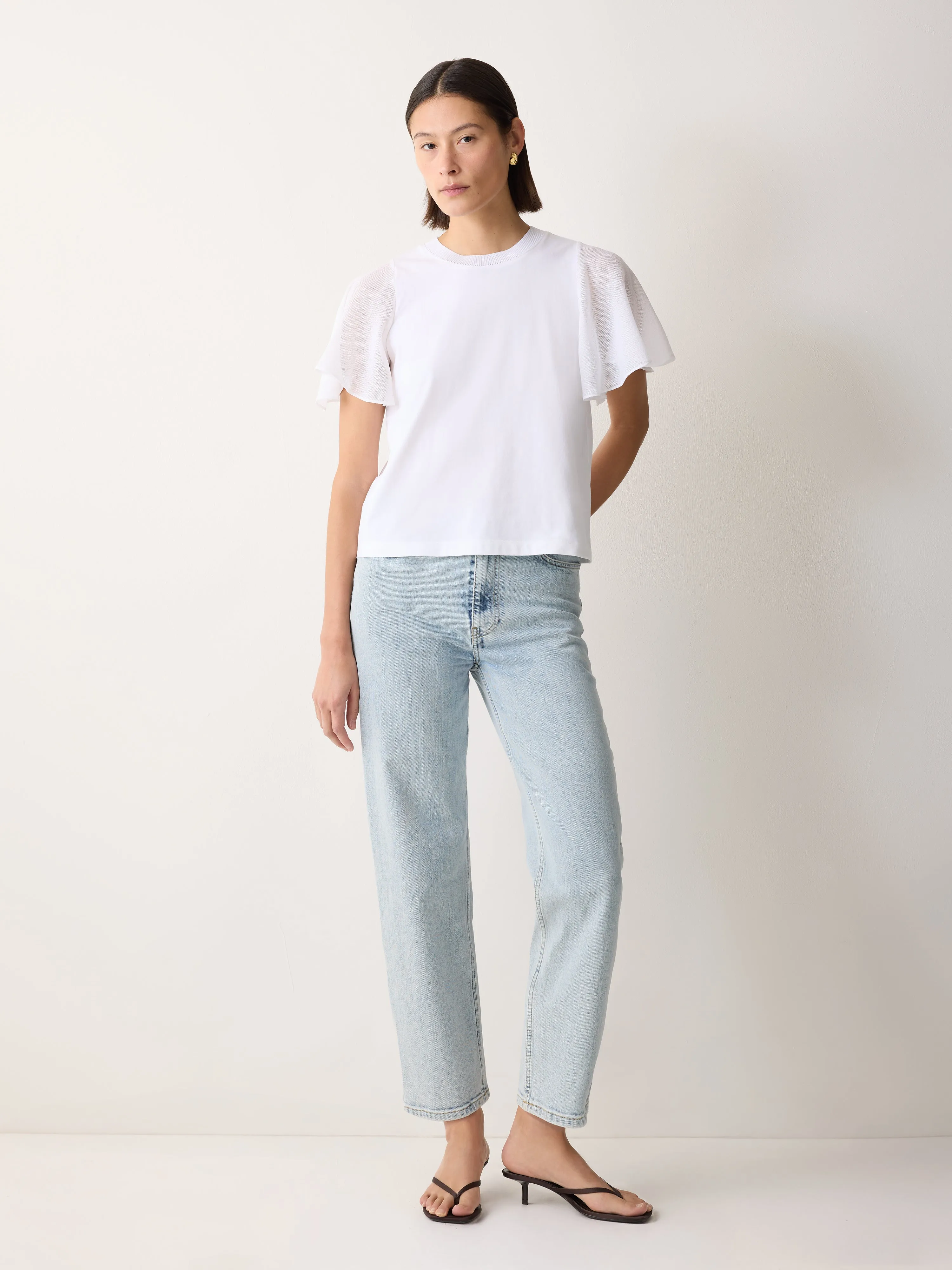 Gauze Sleeve Jersey Top | White sold by Jigsaw product image thumbnail 3