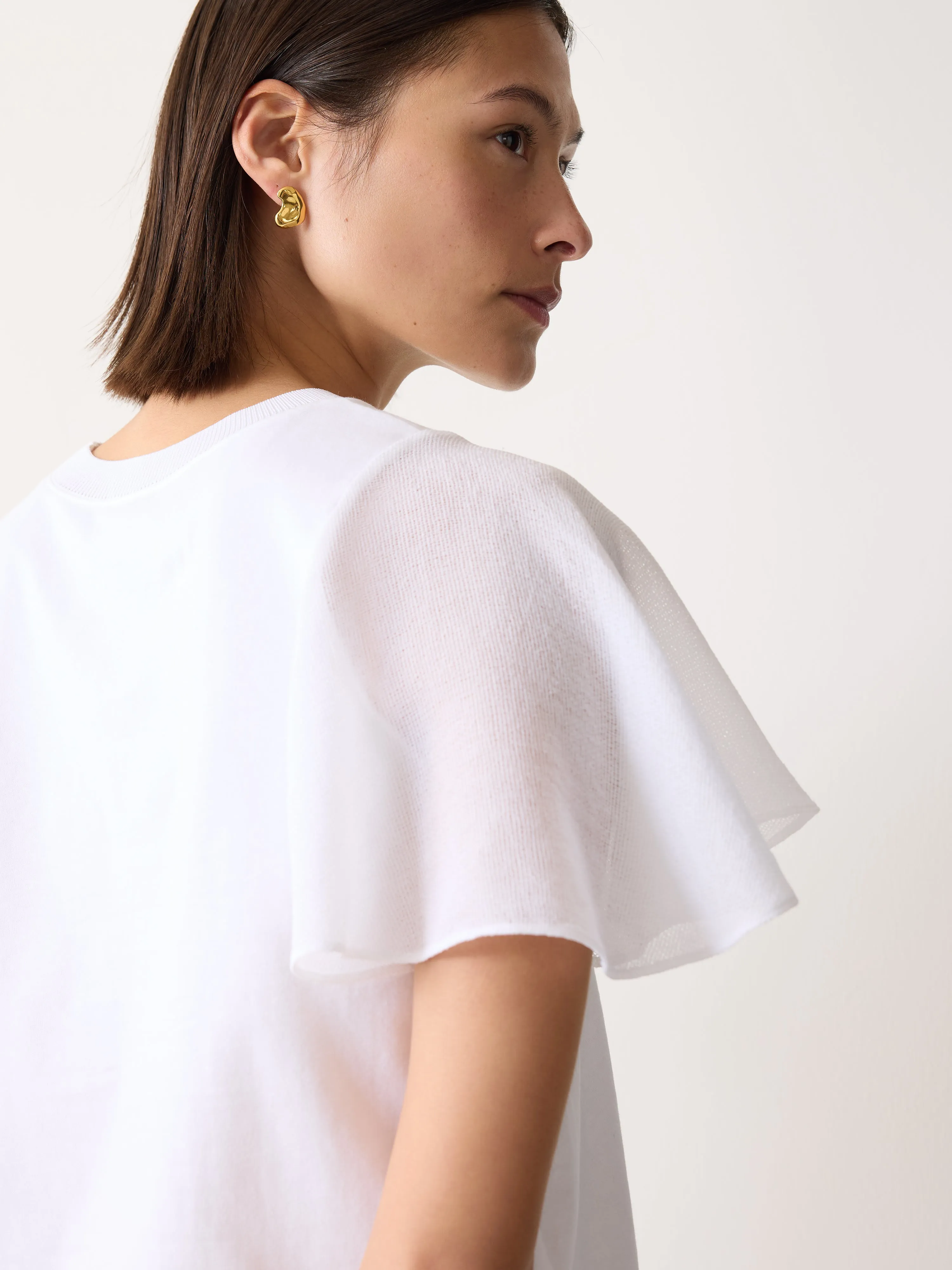 Gauze Sleeve Jersey Top | White sold by Jigsaw product image thumbnail 4
