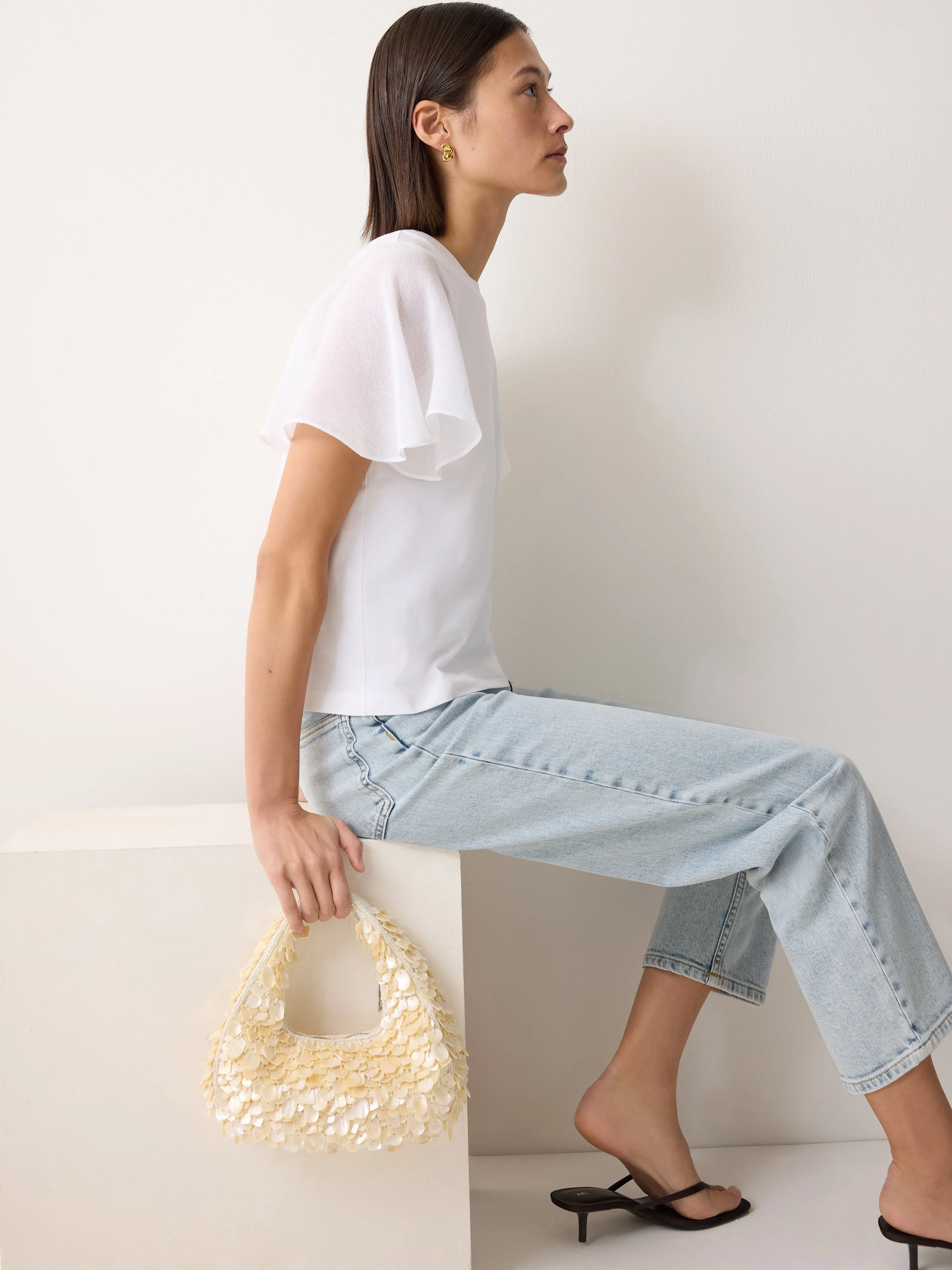 Gauze Sleeve Jersey Top | White sold by Jigsaw product image thumbnail 2