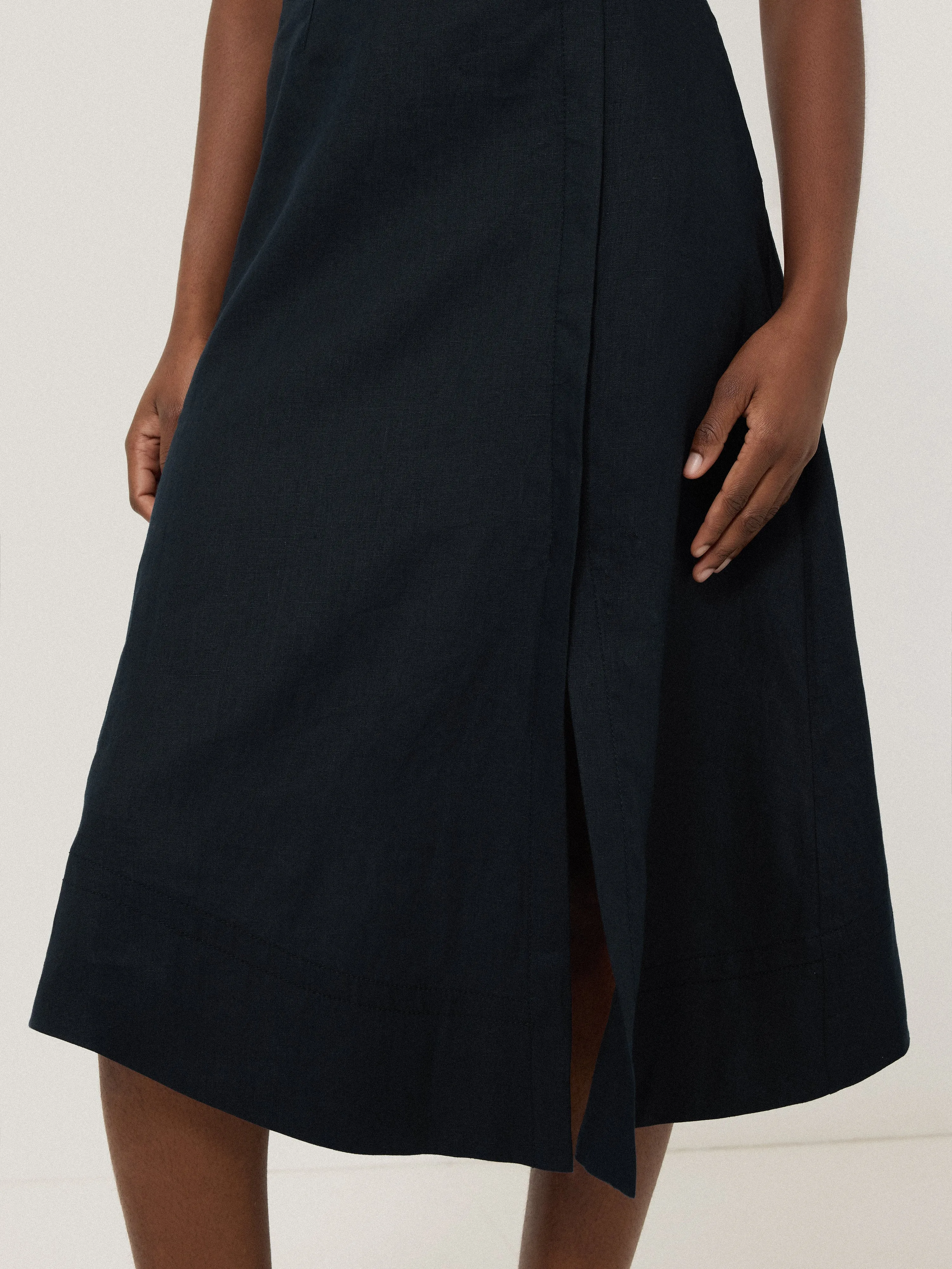 Linen Wrap Detail Skirt | Navy sold by Jigsaw product image thumbnail 2