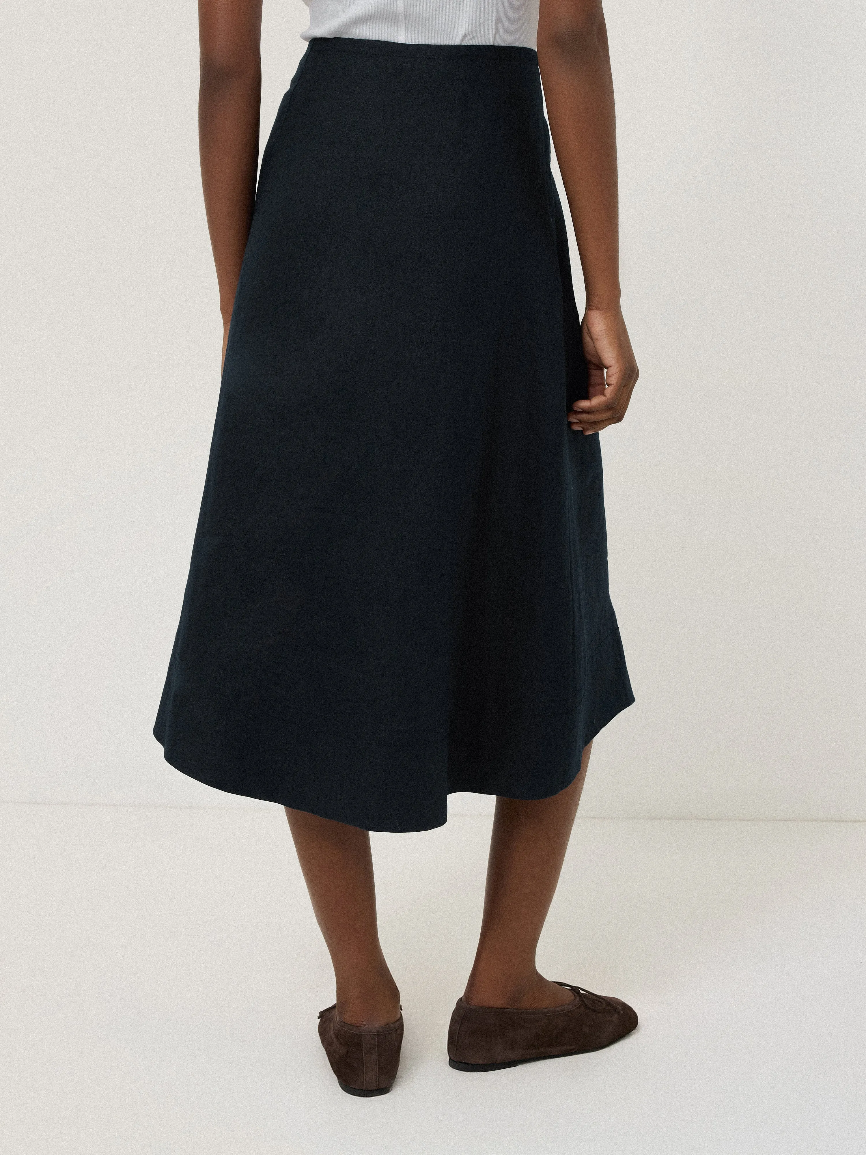 Linen Wrap Detail Skirt | Navy sold by Jigsaw product image thumbnail 4