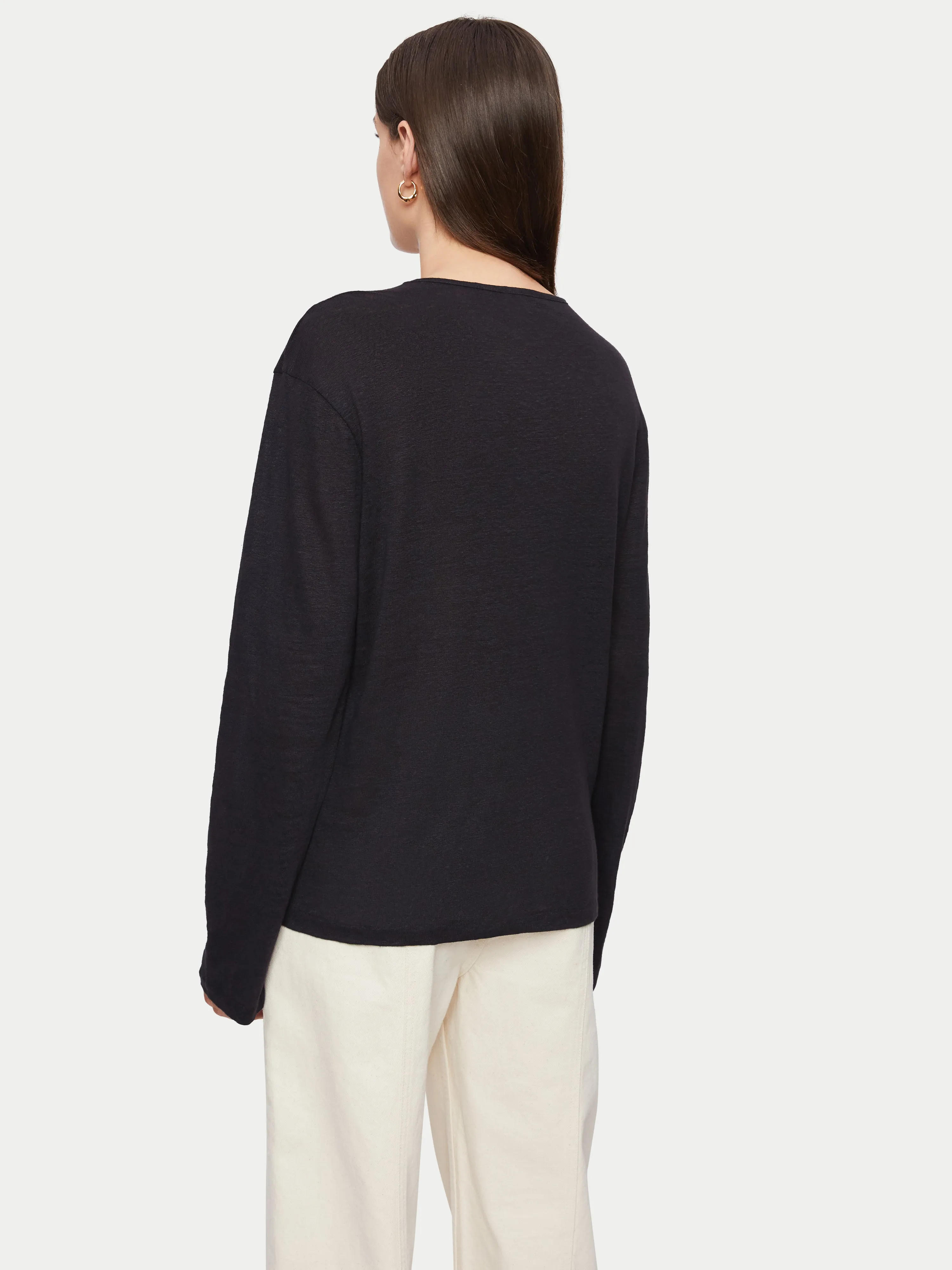 Linen Long Sleeve Crew Tee | Black sold by Jigsaw product image thumbnail 4