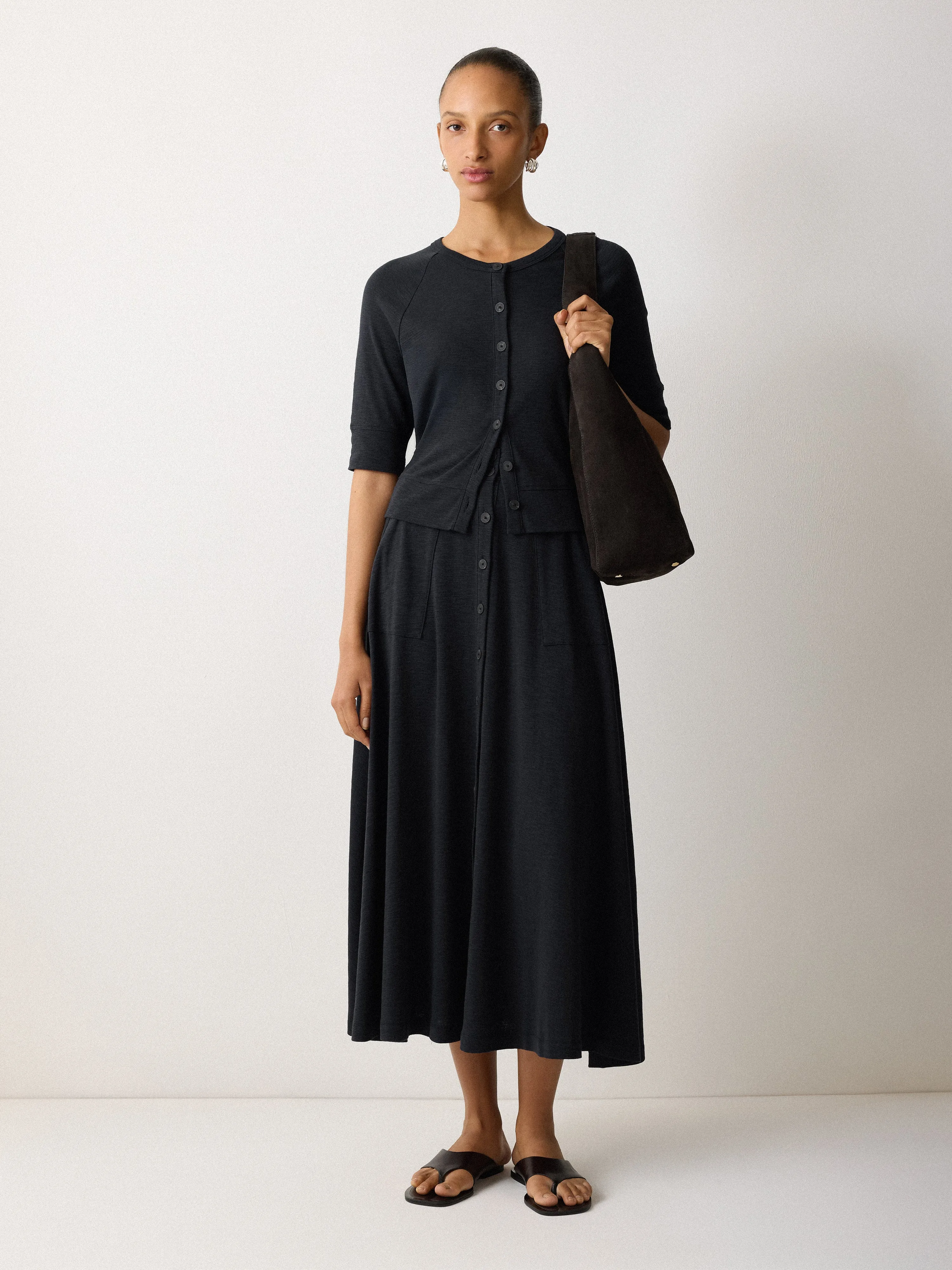 Cotton Luxe Half Sleeve Cardi | Navy sold by Jigsaw product image thumbnail 4