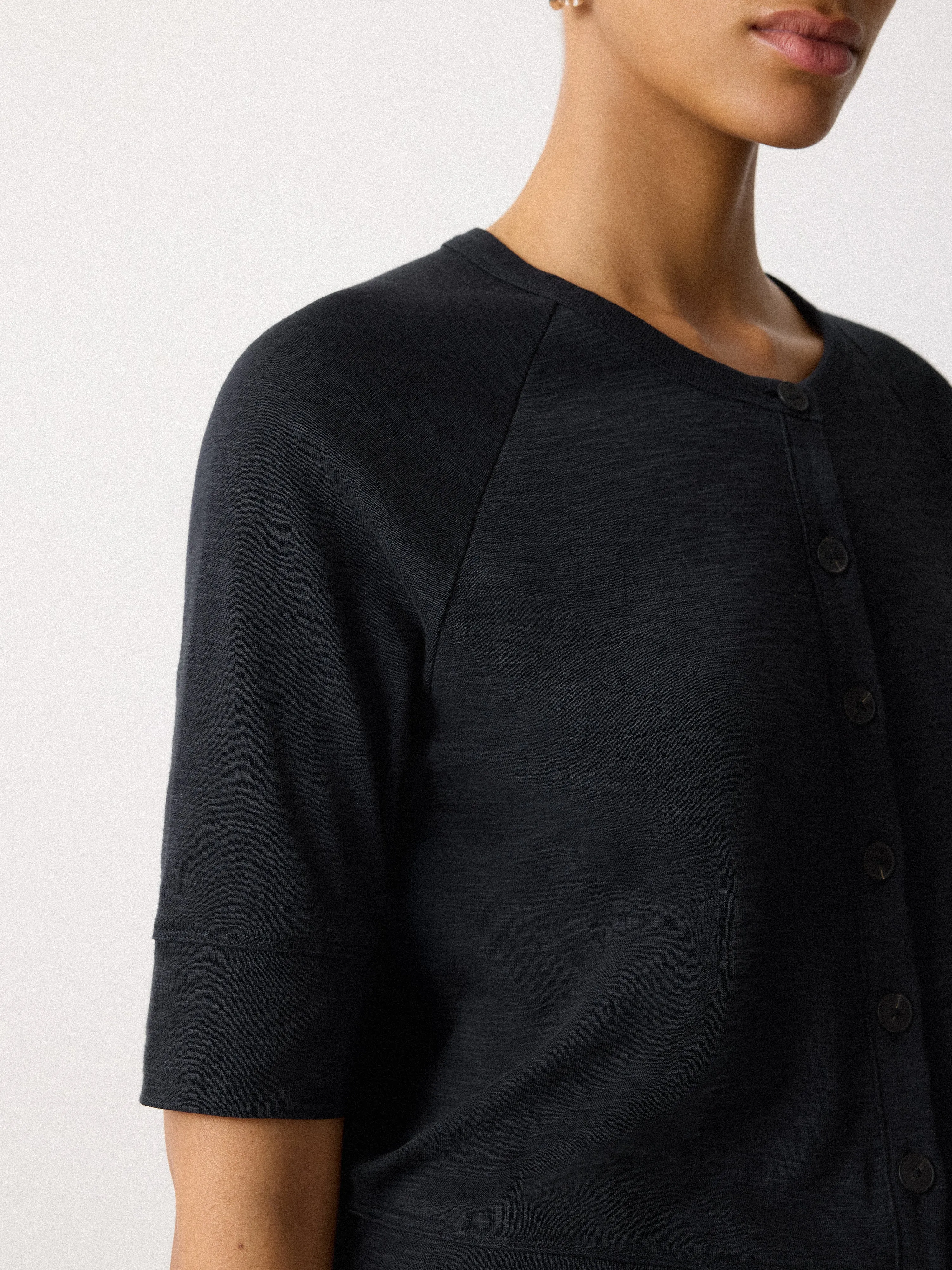 Cotton Luxe Half Sleeve Cardi | Navy sold by Jigsaw product image thumbnail 2