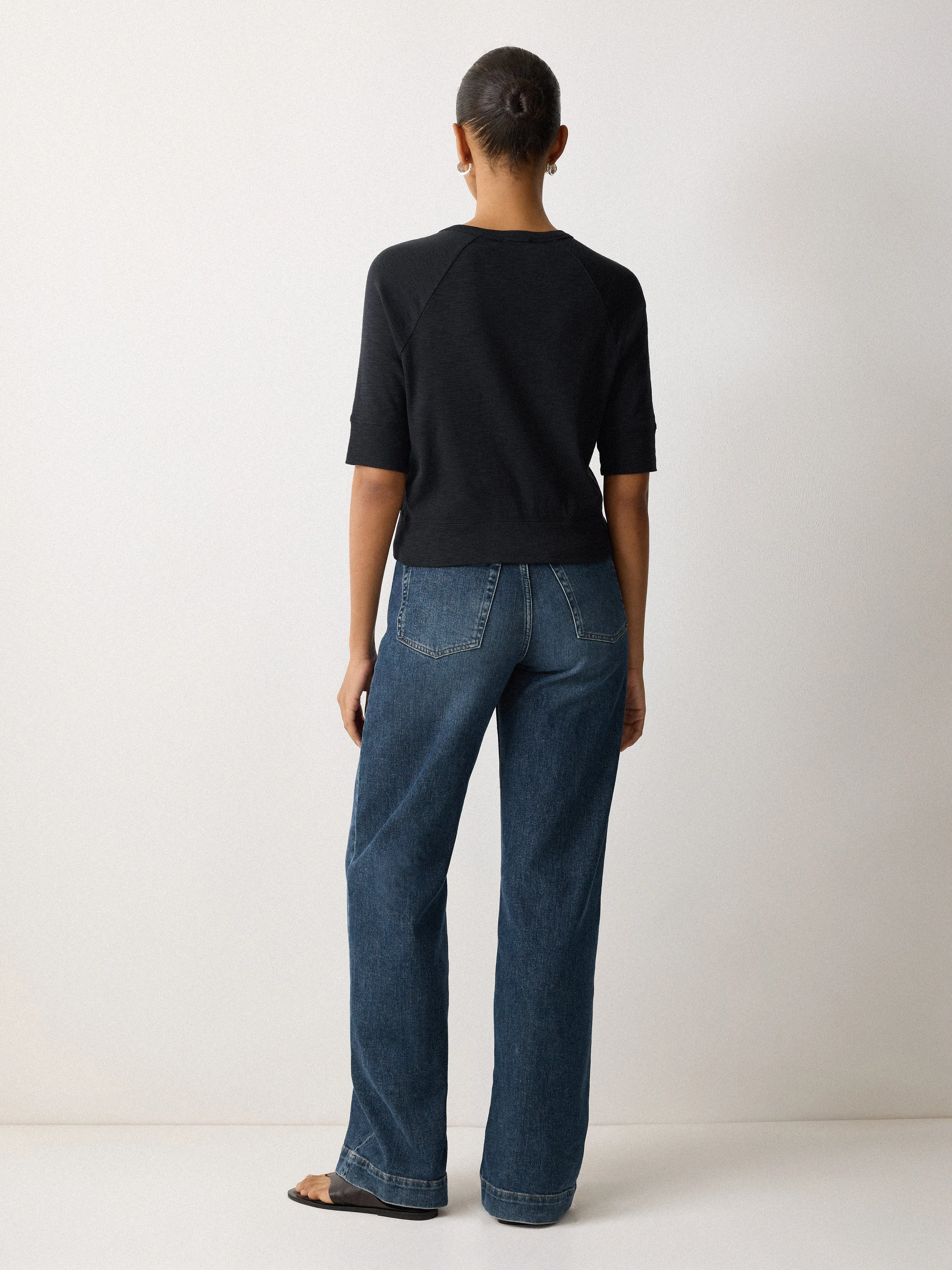 Cotton Luxe Half Sleeve Cardi | Navy sold by Jigsaw product image thumbnail 3