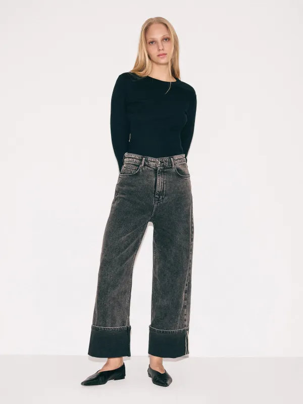 Blair Turn Up Jean | Black Snow Wash sold by Jigsaw