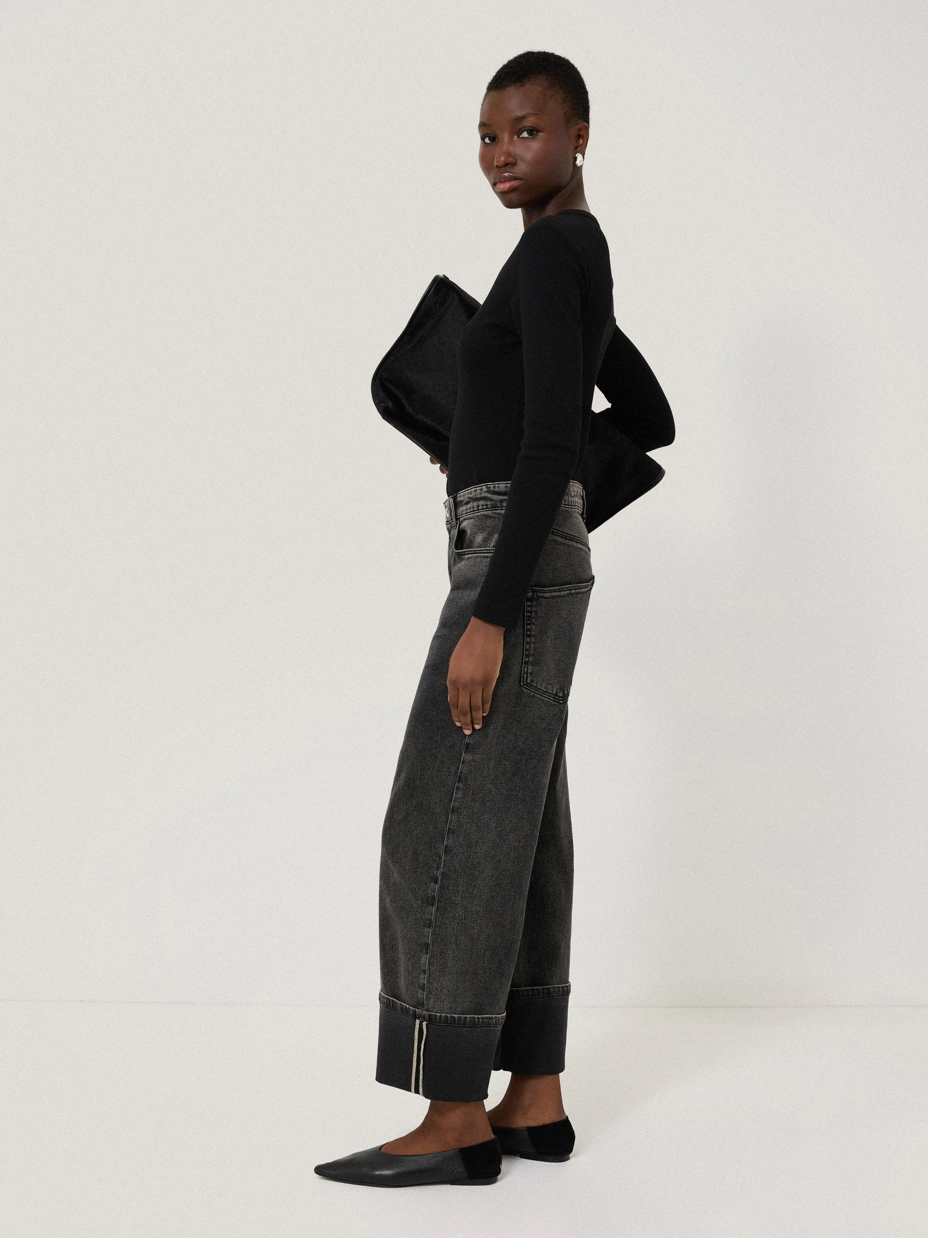 Blair Turn Up Jean | Black Snow Wash sold by Jigsaw product image thumbnail 5