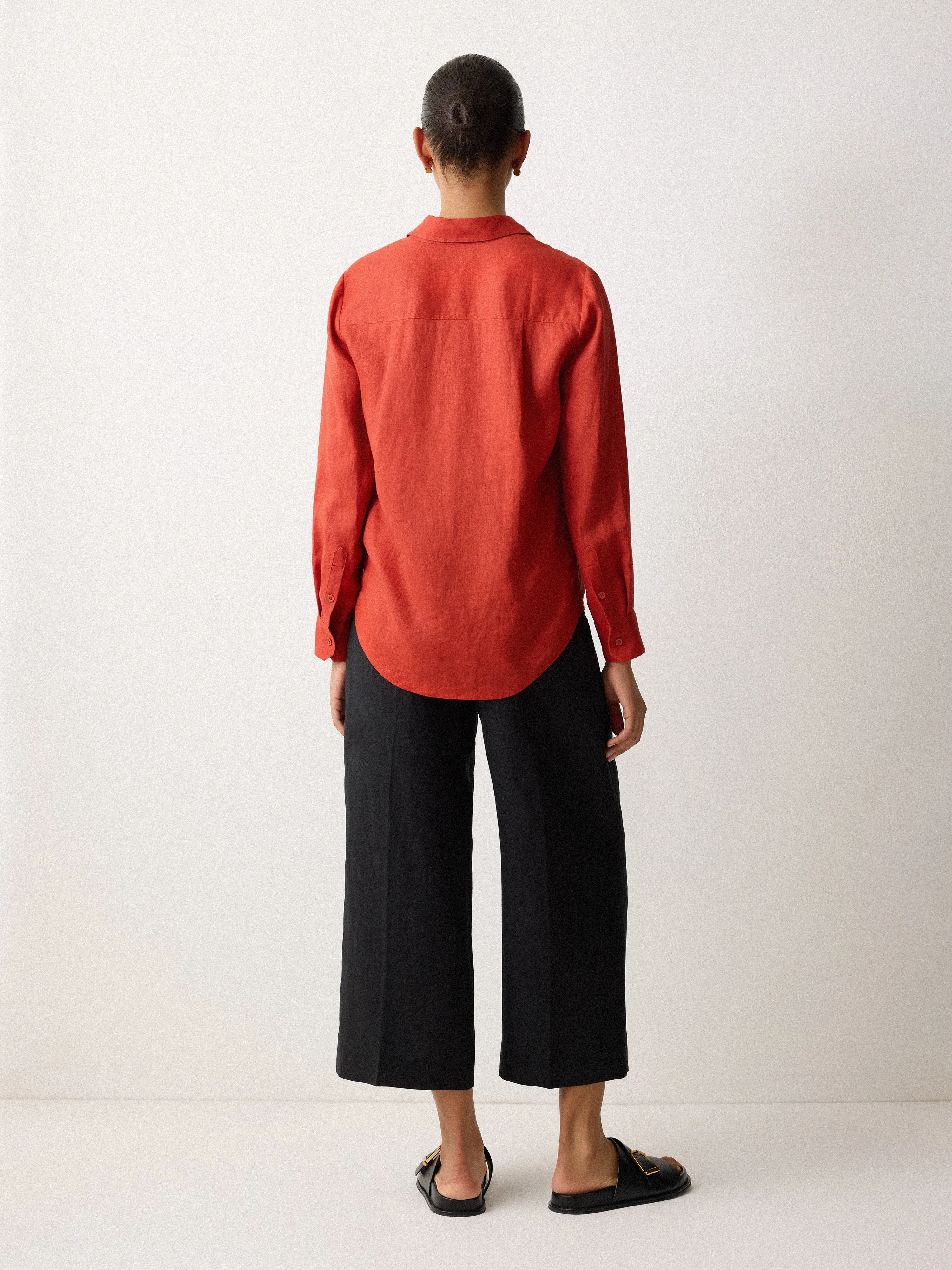 Classic Linen Shirt | Orange sold by Jigsaw product image thumbnail 4