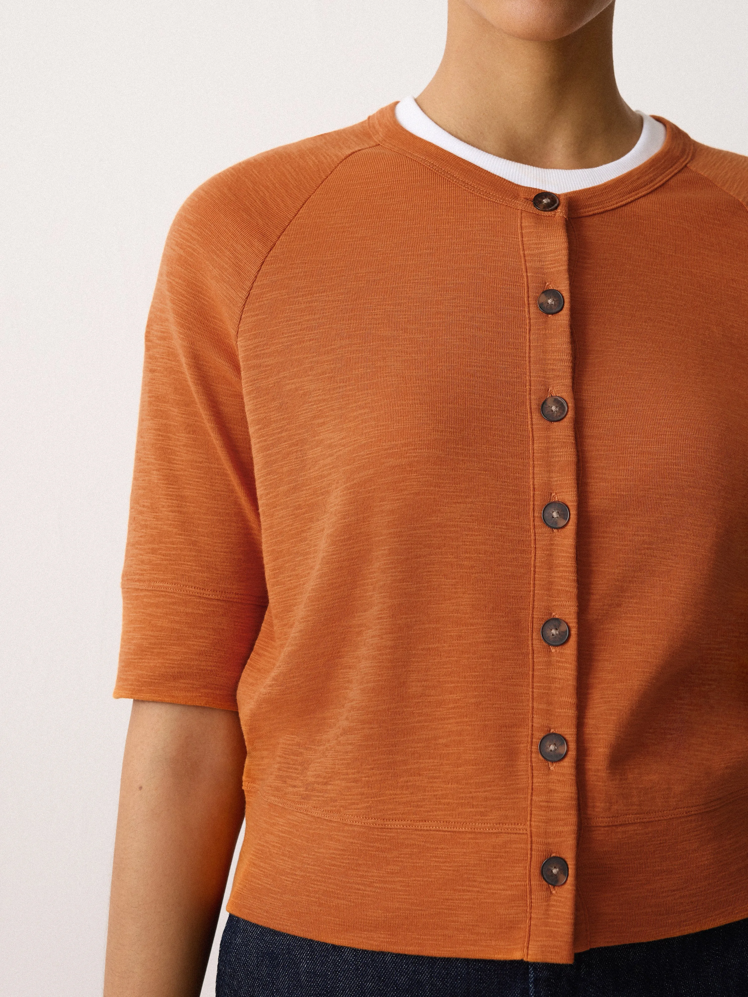 Cotton Luxe Half Sleeve Cardi | Orange sold by Jigsaw product image thumbnail 2