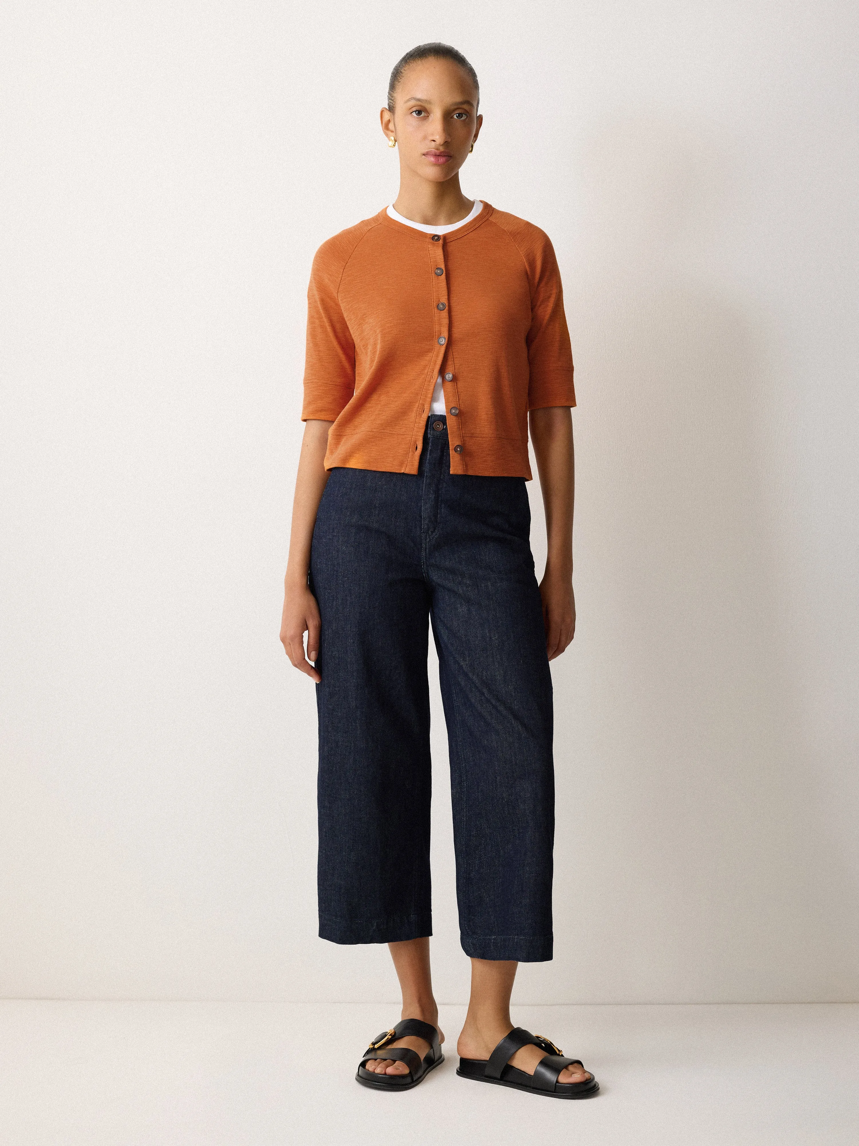 Cotton Luxe Half Sleeve Cardi | Orange sold by Jigsaw product image thumbnail 3