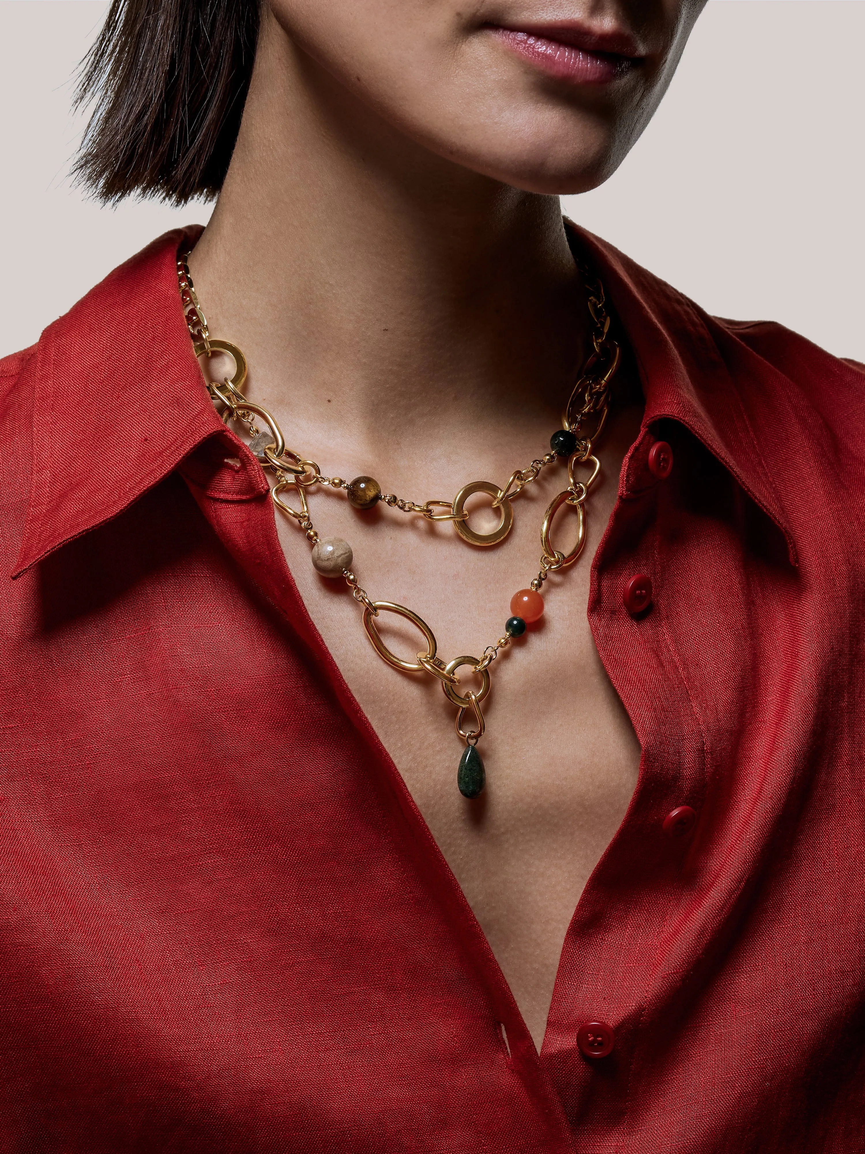 Mixed Loop Double Necklace | Gold sold by Jigsaw product image thumbnail 2