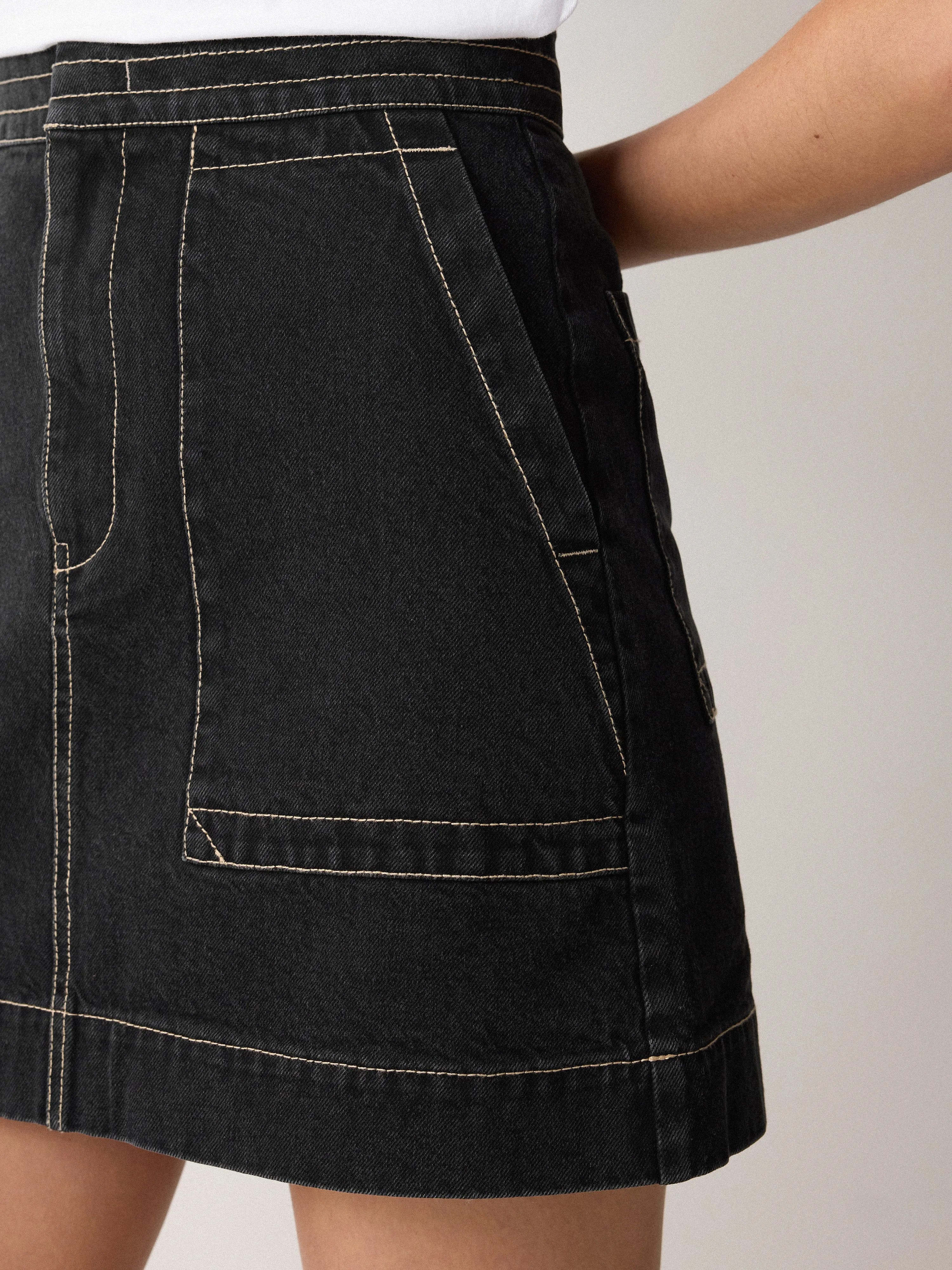 Denim Patch Pocket Mini Skirt | Black sold by Jigsaw product image thumbnail 2