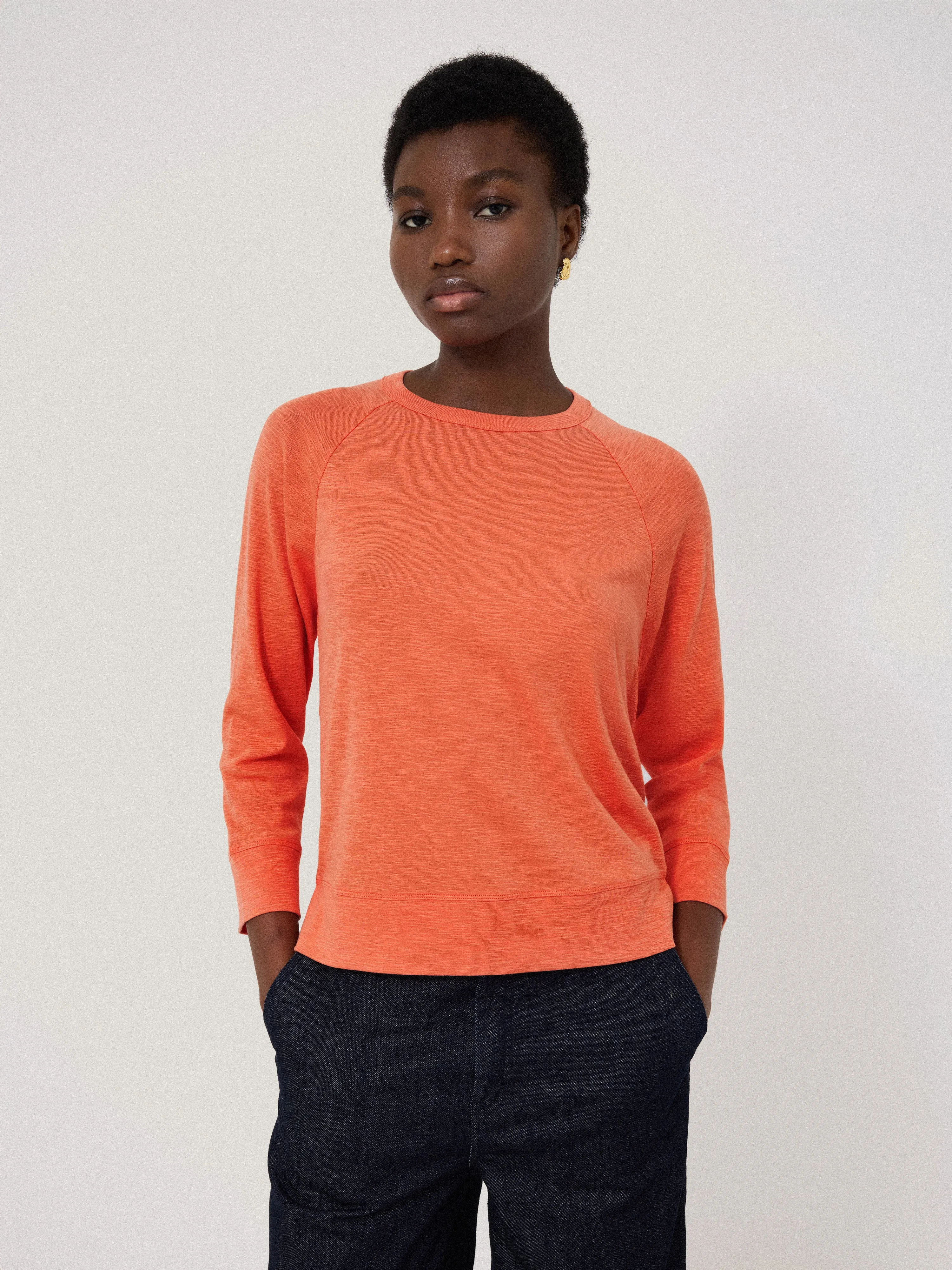 Cotton Luxe Raglan Tee | Orange sold by Jigsaw