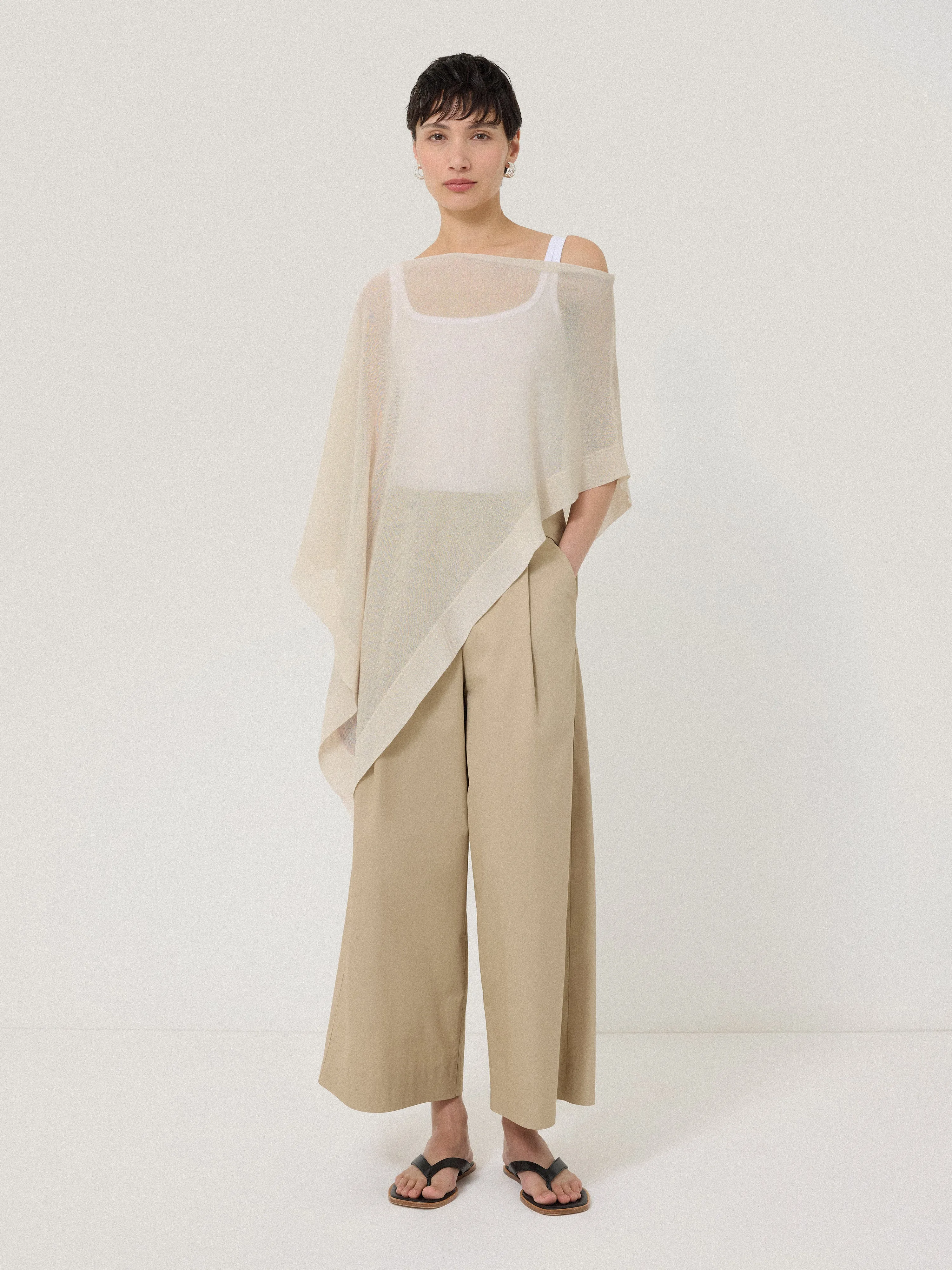 Sheer Linen Blend Poncho | Cream sold by Jigsaw product image thumbnail 4
