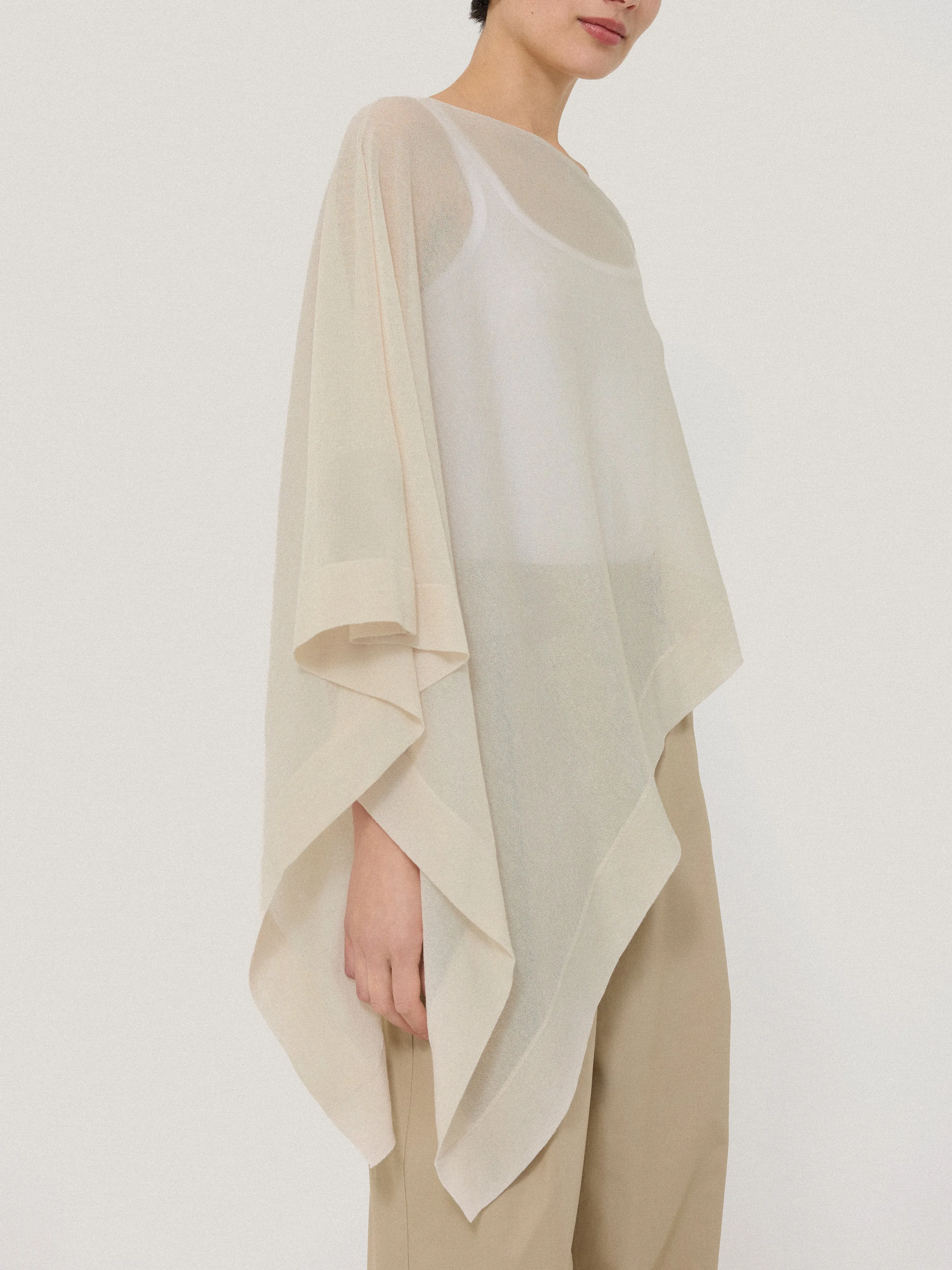 Sheer Linen Blend Poncho | Cream sold by Jigsaw product image thumbnail 3