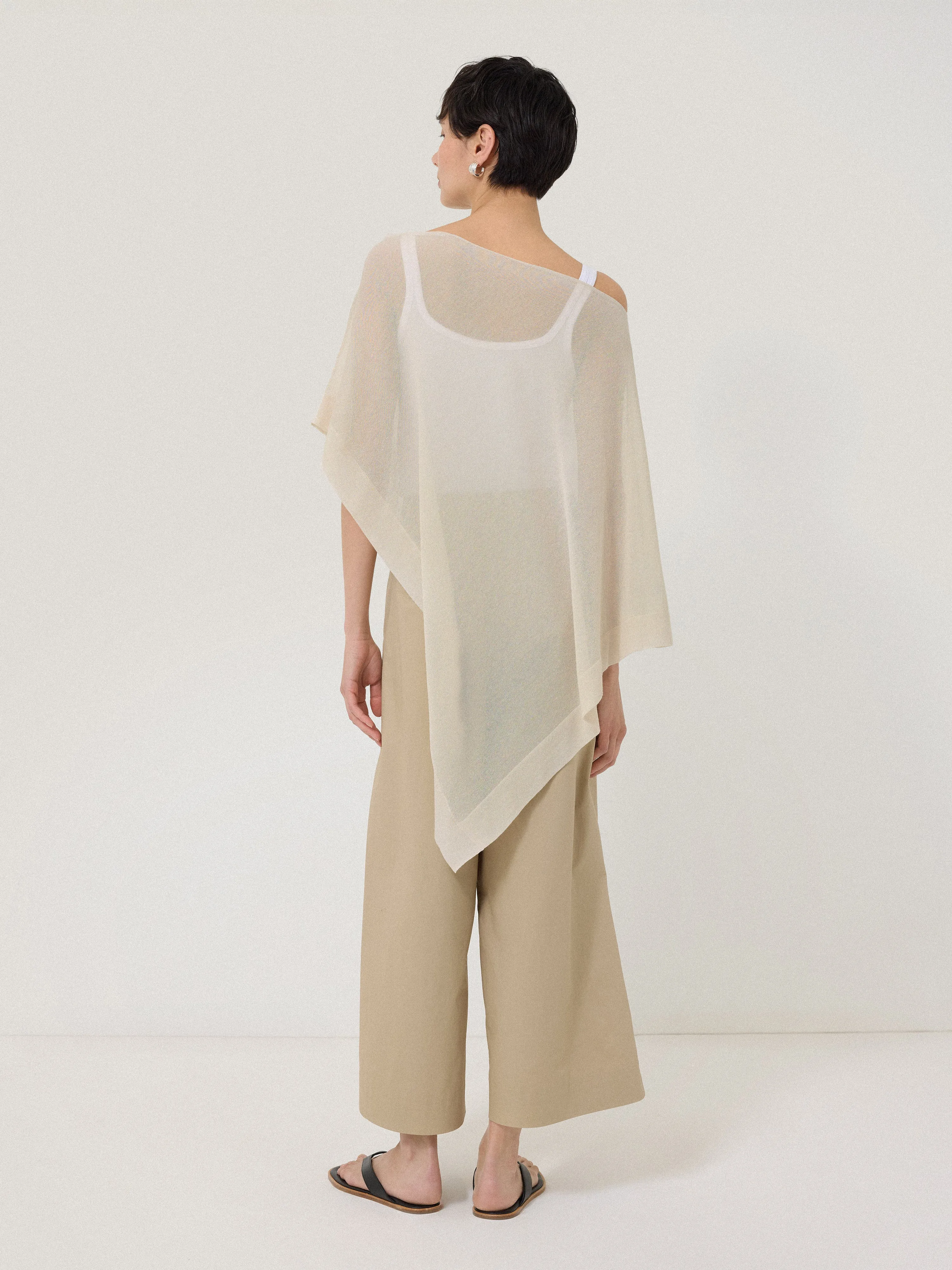 Sheer Linen Blend Poncho | Cream sold by Jigsaw product image thumbnail 5