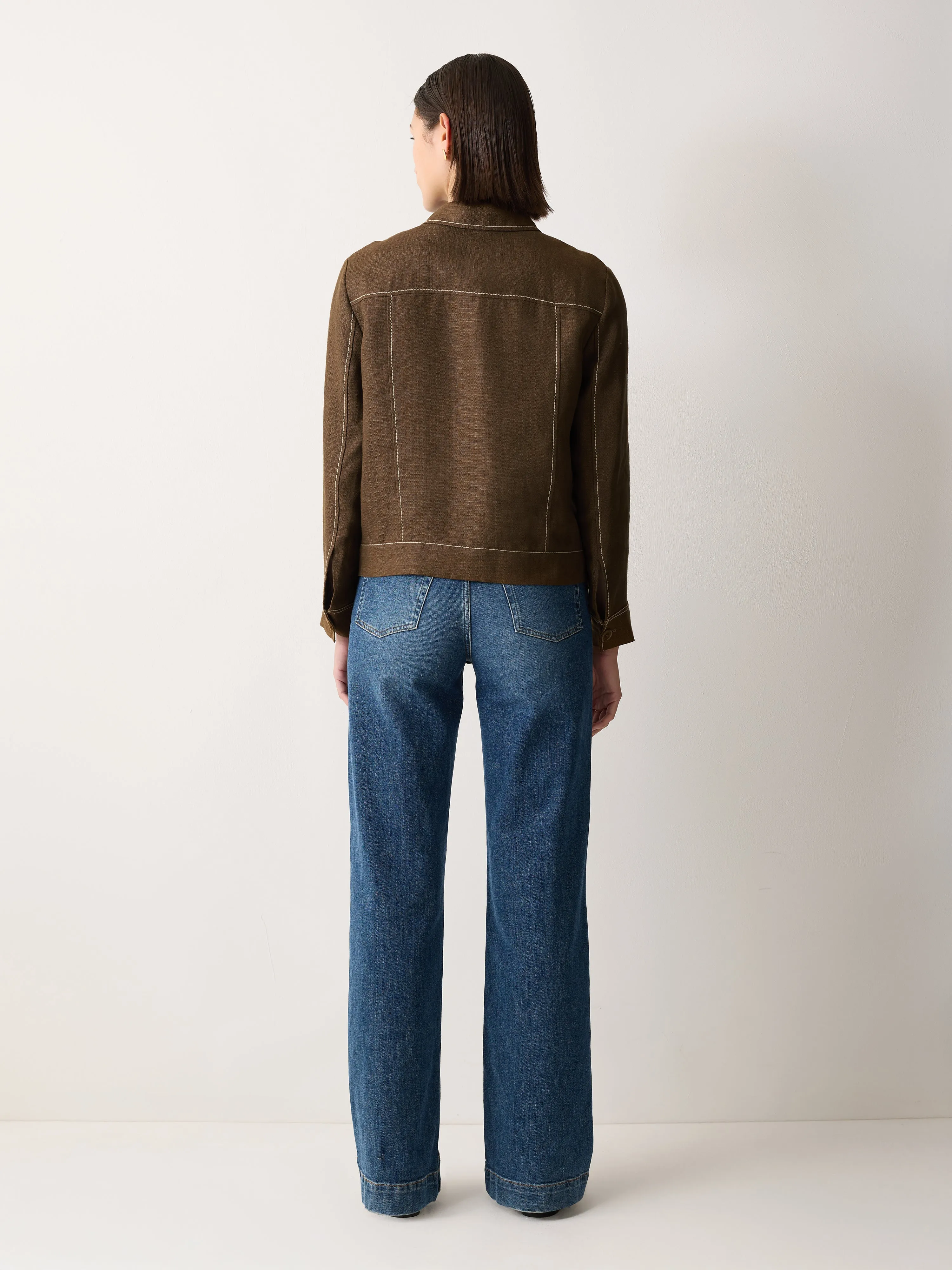 Linen Cropped Utility Jacket | Brown sold by Jigsaw product image thumbnail 5