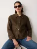 Linen Cropped Utility Jacket | Brown sold by Jigsaw