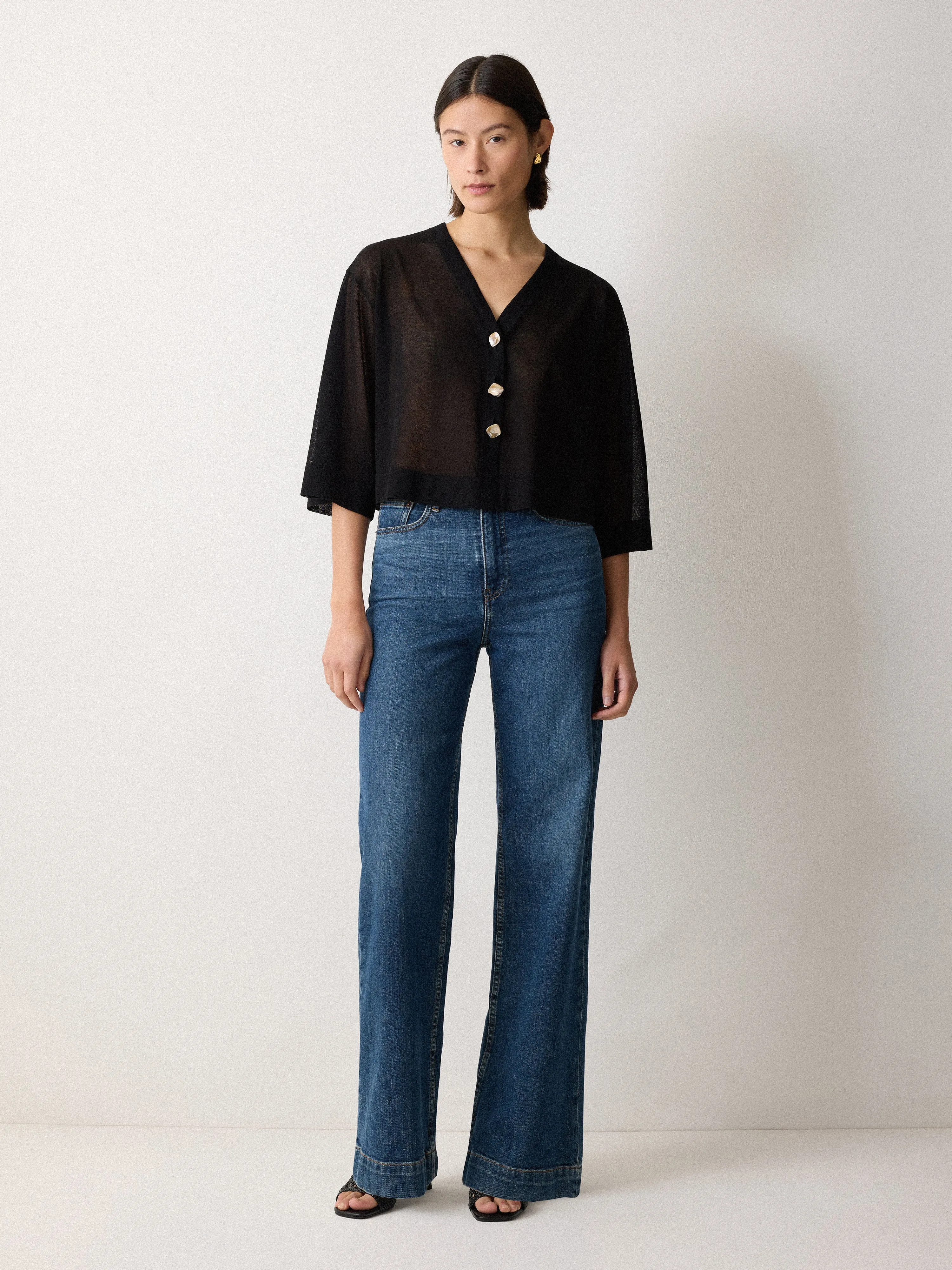 Sheer Linen Blend Cardigan | Black sold by Jigsaw product image thumbnail 2