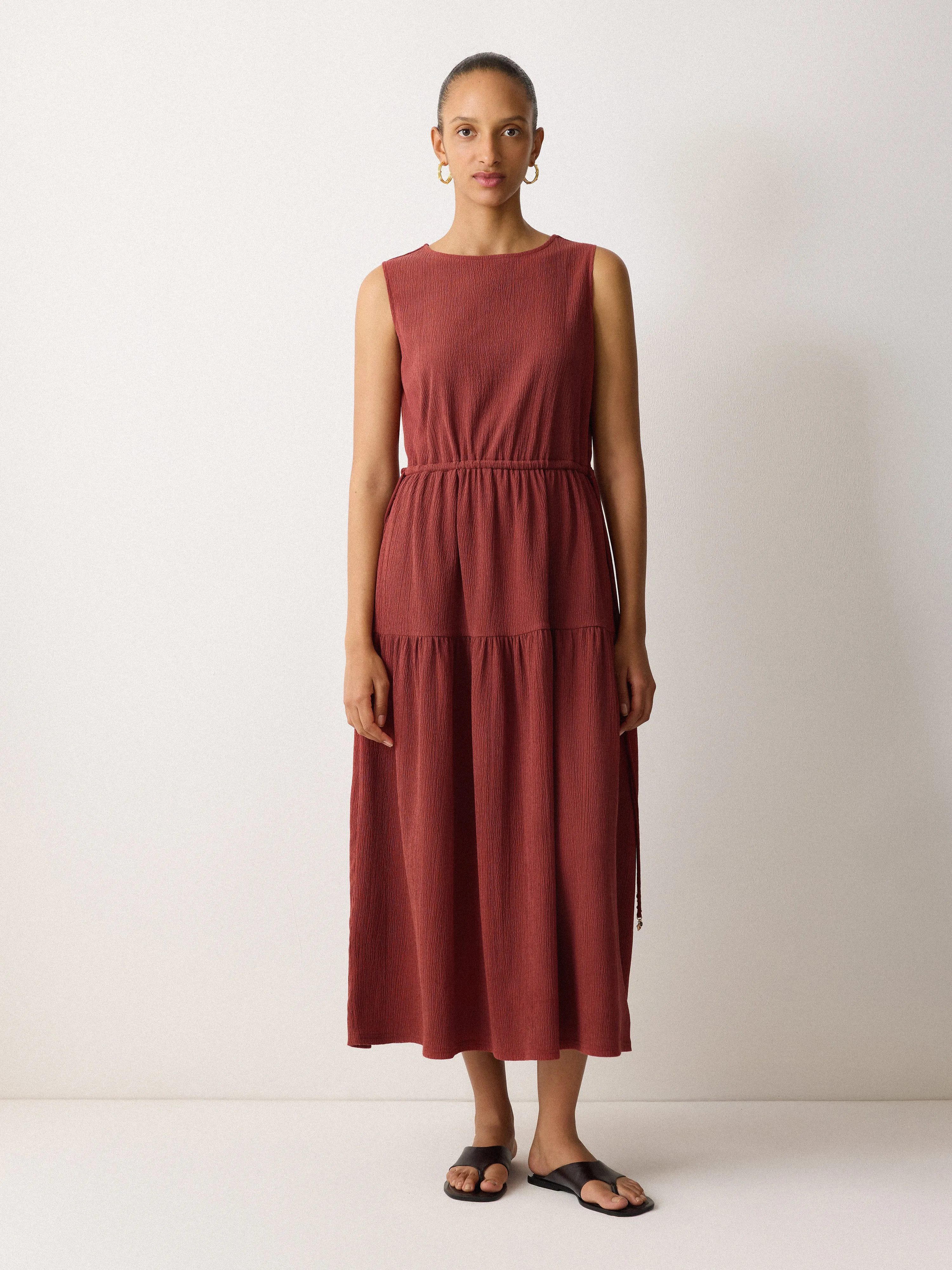 Fine Crinkle Jersey Maxi Dress | Brown sold by Jigsaw product image thumbnail 4