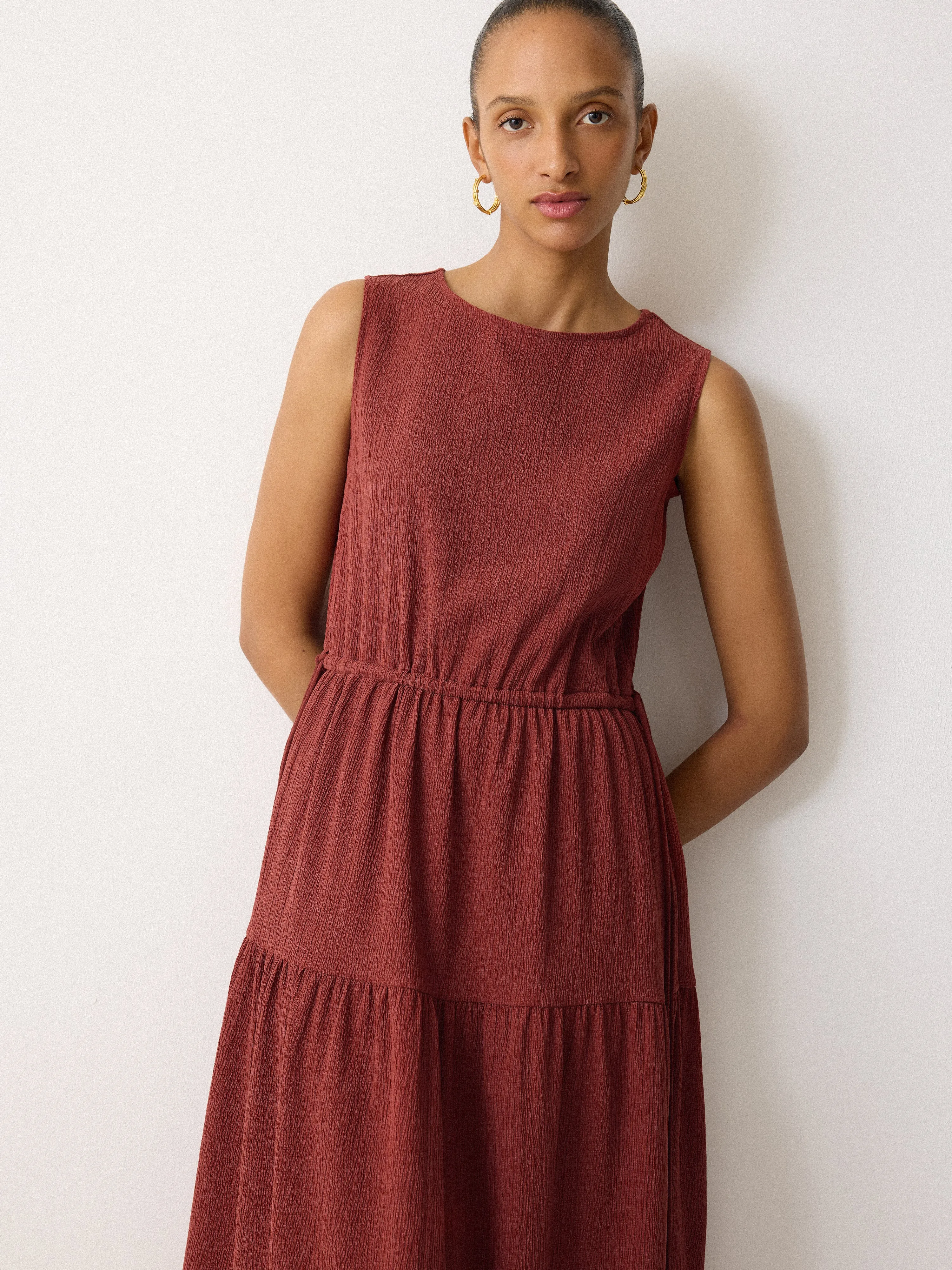 Fine Crinkle Jersey Maxi Dress | Brown sold by Jigsaw