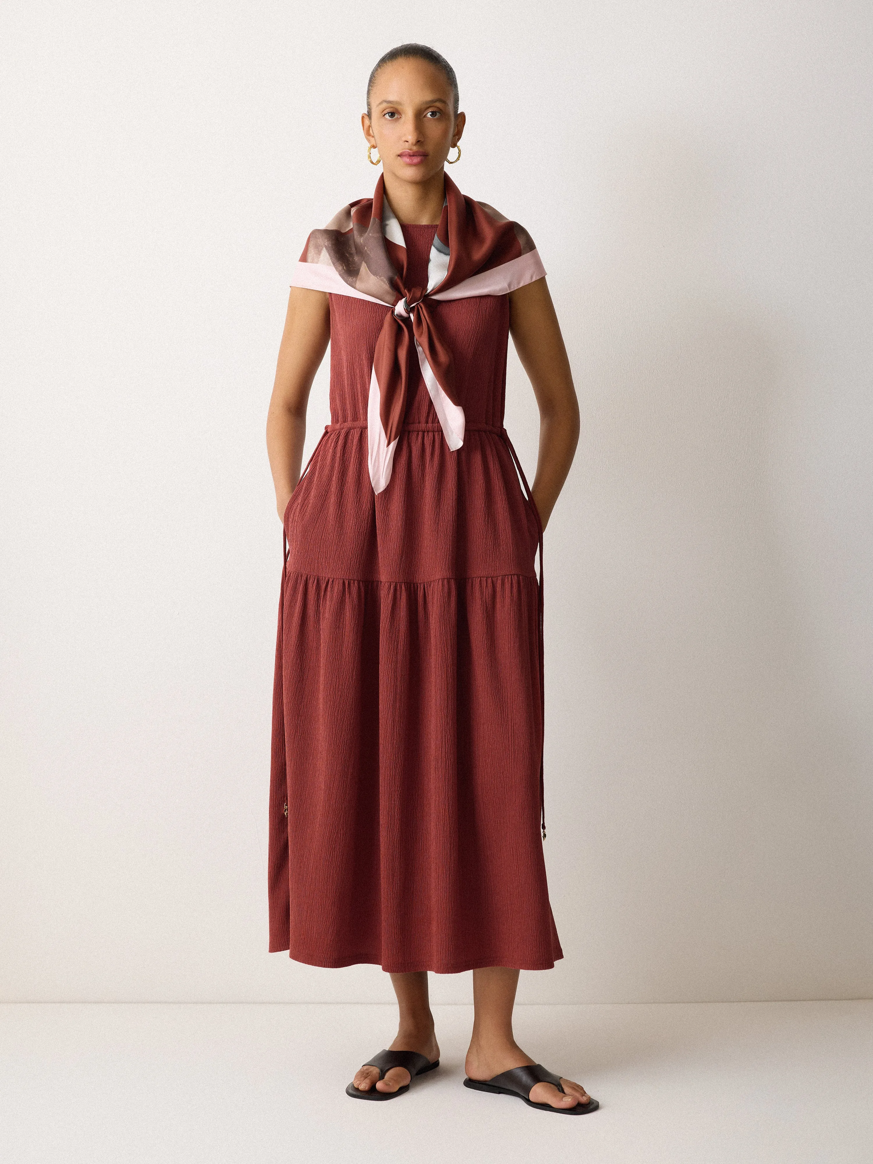 Fine Crinkle Jersey Maxi Dress | Brown sold by Jigsaw product image thumbnail 2