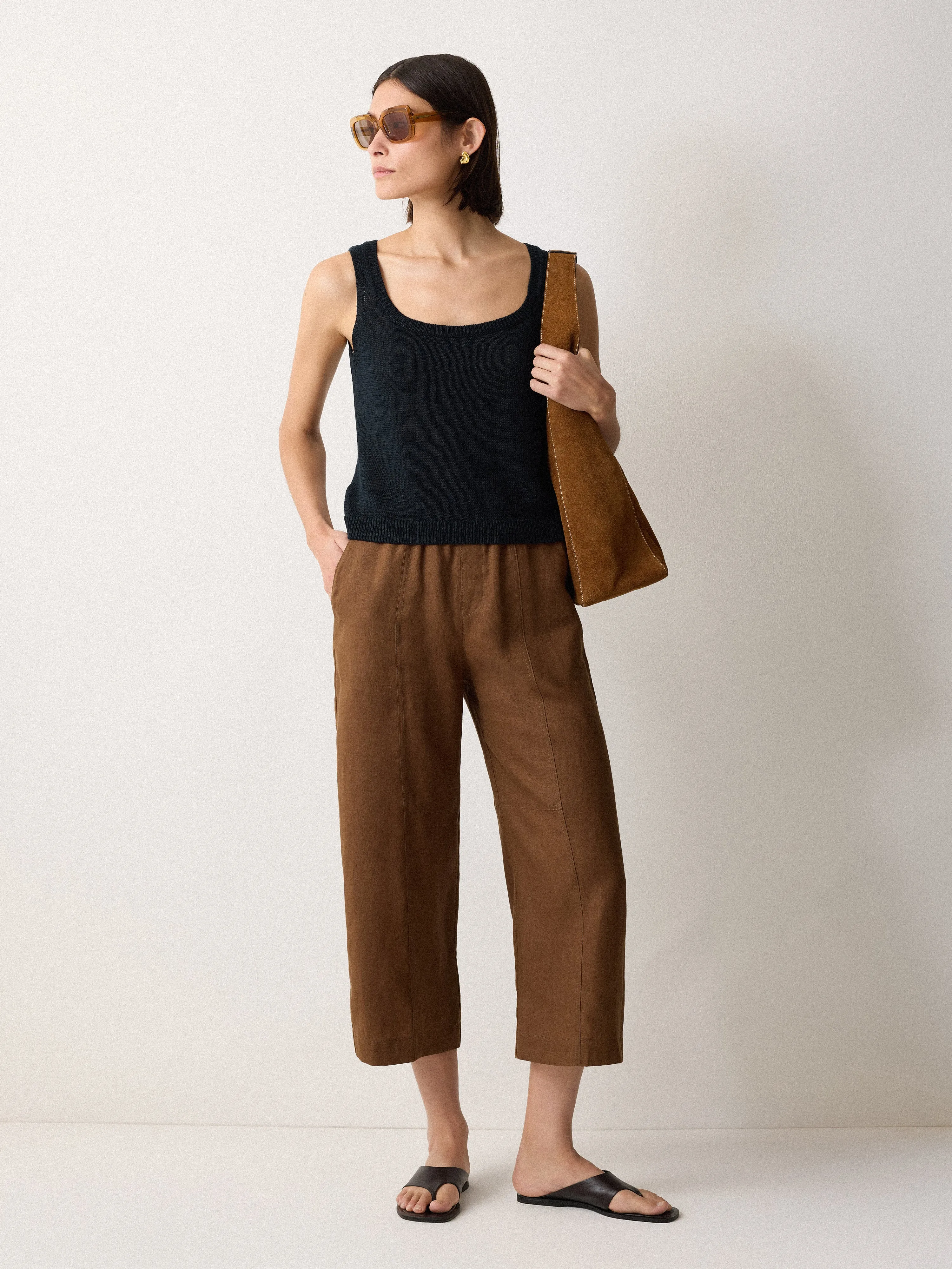 Linen Square Neck Knitted Vest | Navy sold by Jigsaw product image thumbnail 2